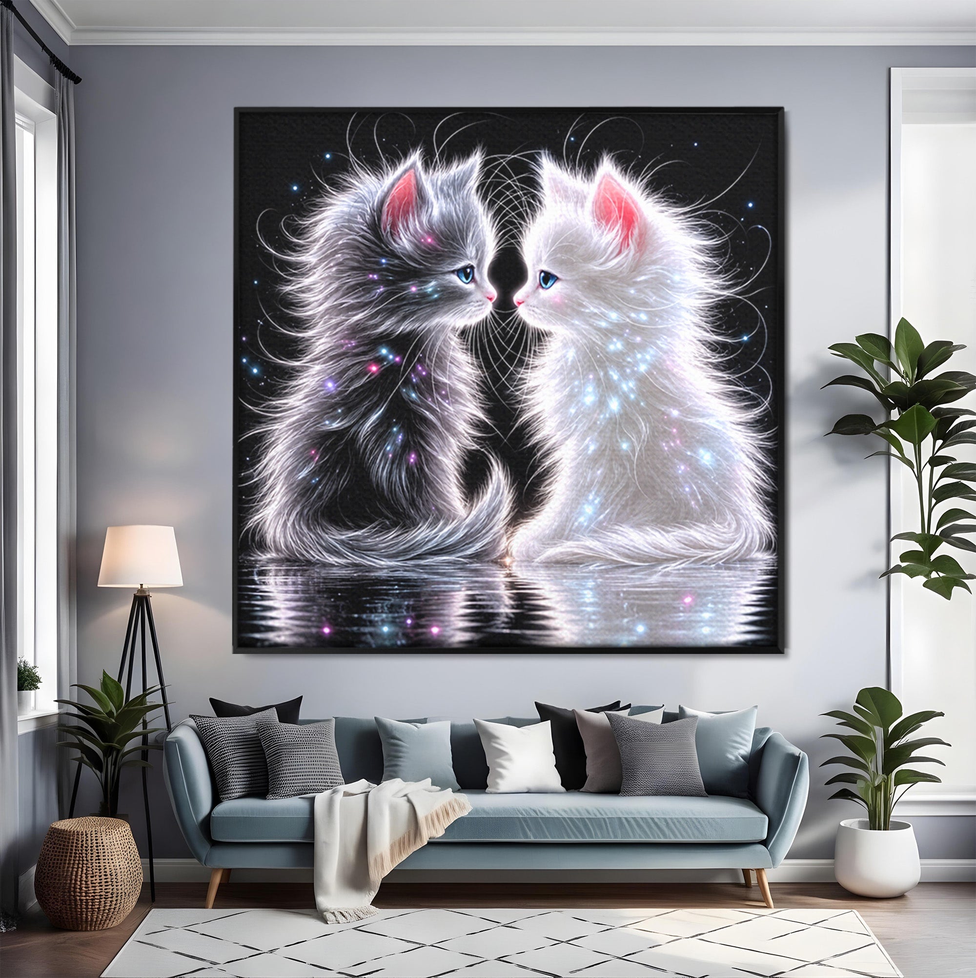 Tablou Canvas Premium LuxCanva® U1185, Pisici Magice, Animale, Pisici, Magie, Living, Dormitor, Culori Vibrante