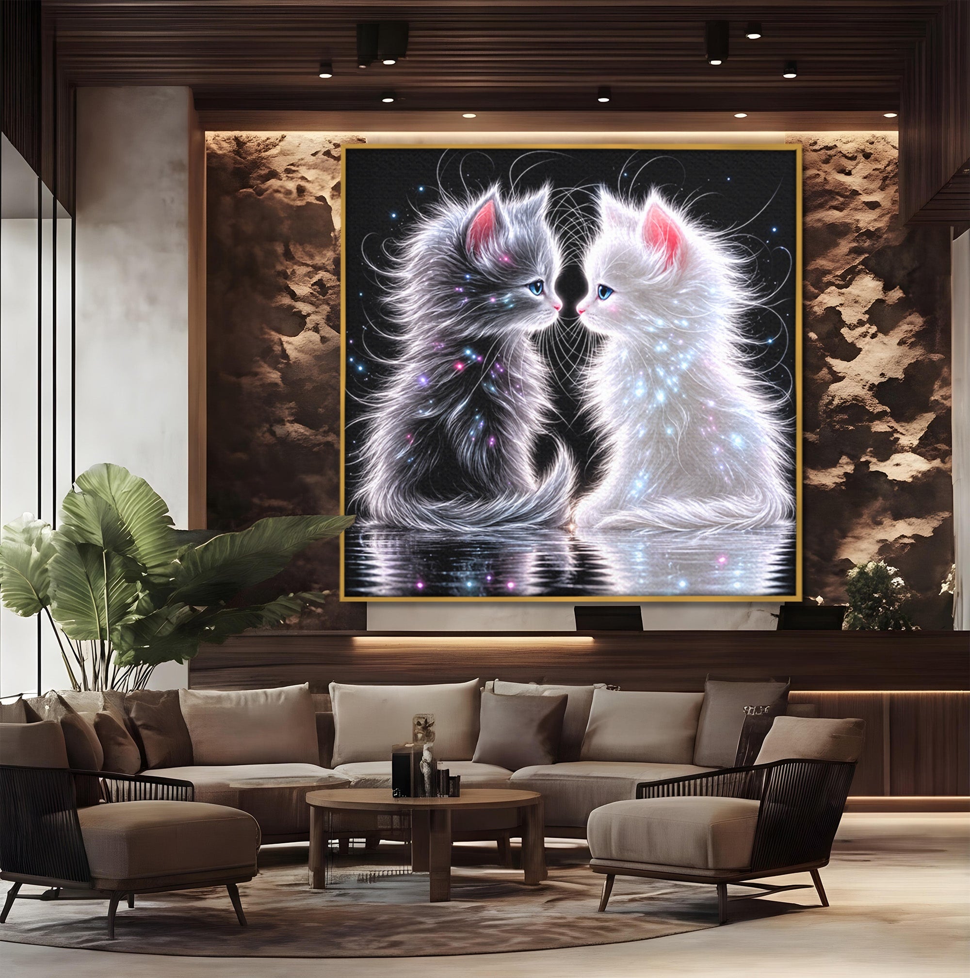 Tablou Canvas Premium LuxCanva® U1185, Pisici Magice, Animale, Pisici, Magie, Living, Dormitor, Culori Vibrante