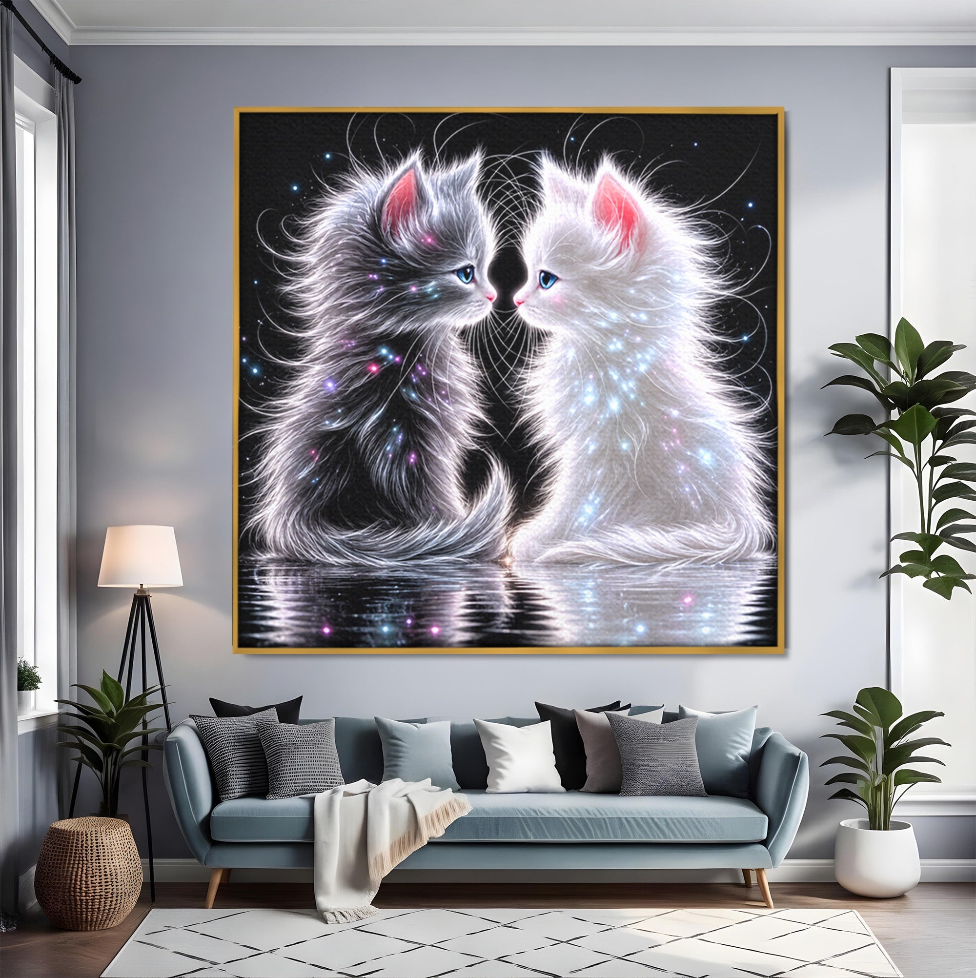 Tablou Canvas Premium LuxCanva® U1185, Pisici Magice, Animale, Pisici, Magie, Living, Dormitor, Culori Vibrante