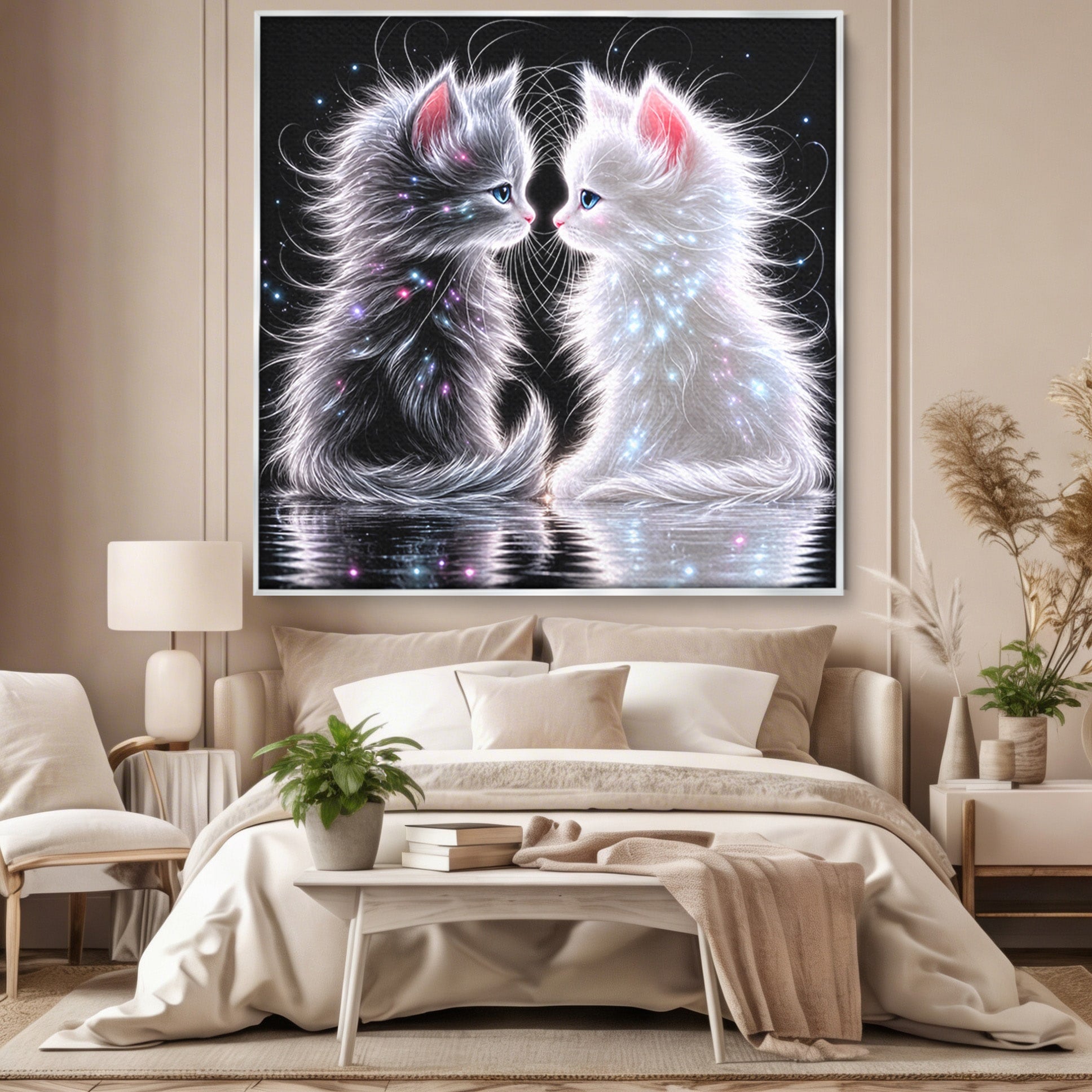 Tablou Canvas Premium LuxCanva® U1185, Pisici Magice, Animale, Pisici, Magie, Living, Dormitor, Culori Vibrante