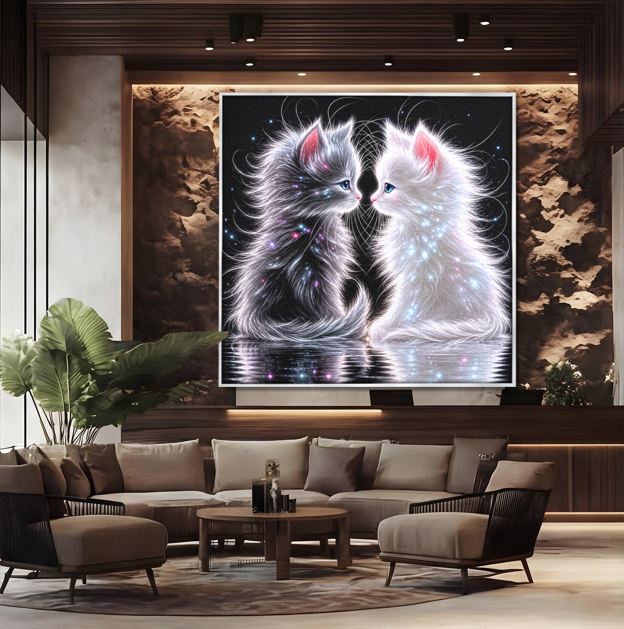 Tablou Canvas Premium LuxCanva® U1185, Pisici Magice, Animale, Pisici, Magie, Living, Dormitor, Culori Vibrante