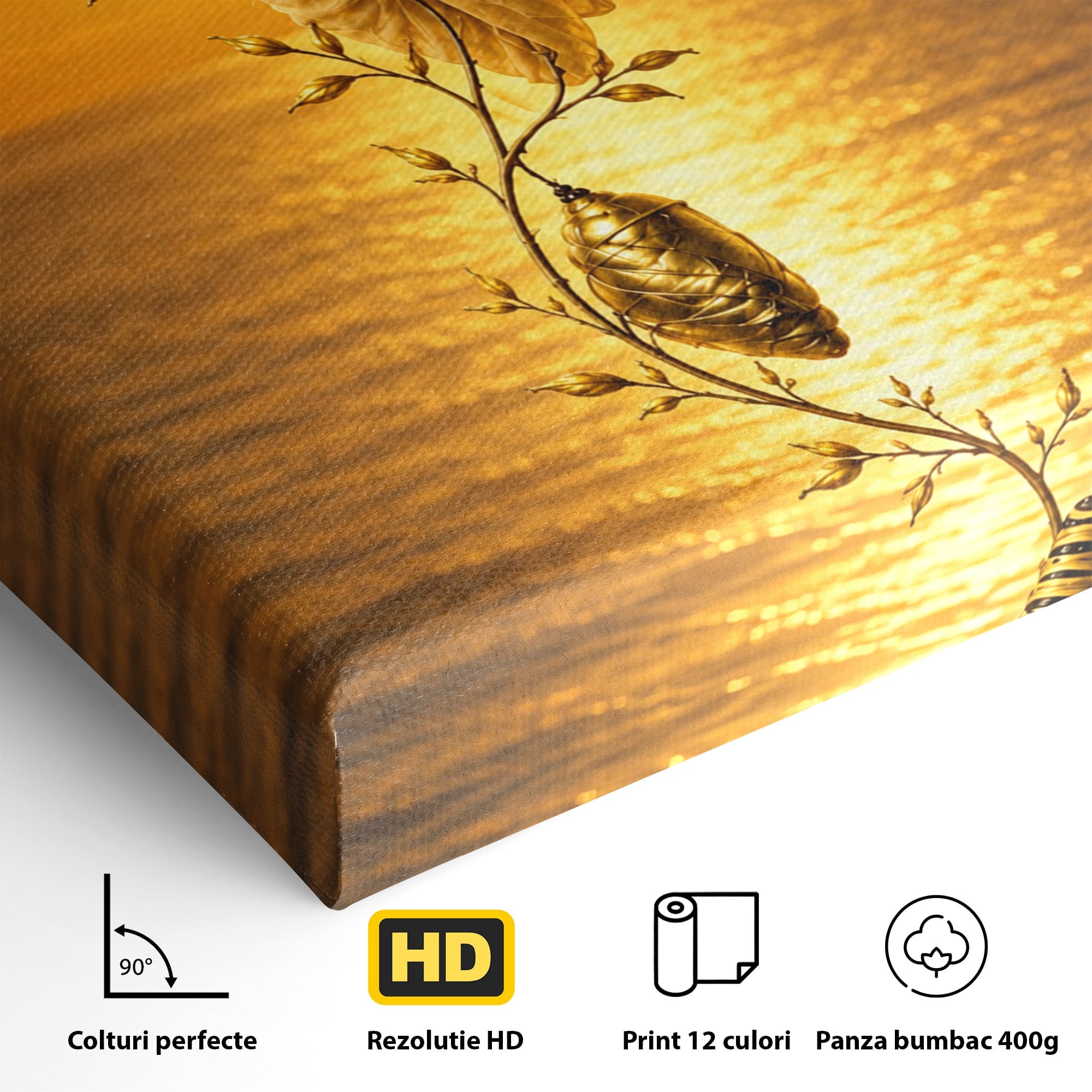 Tablou Canvas Premium LuxCanva® U1186, Zana Apusului, Aripi, Fluture, Metamorfoza,  Zana, Apus, Ocean, Living, Magie, Culori Vibrante