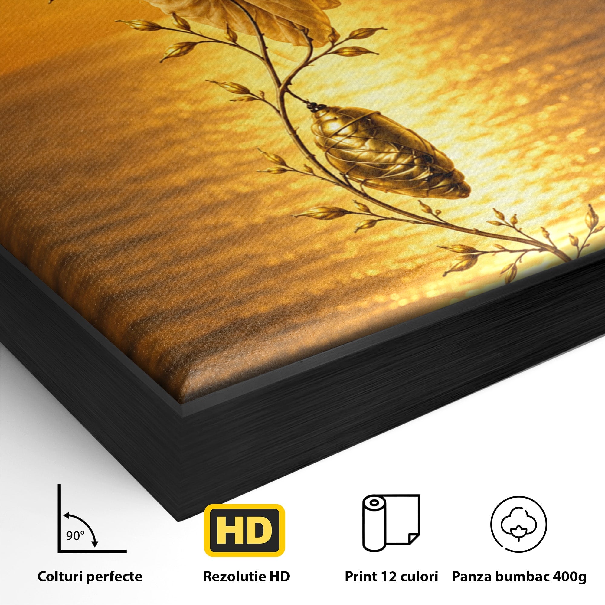 Tablou Canvas Premium LuxCanva® U1186, Zana Apusului, Aripi, Fluture, Metamorfoza,  Zana, Apus, Ocean, Living, Magie, Culori Vibrante