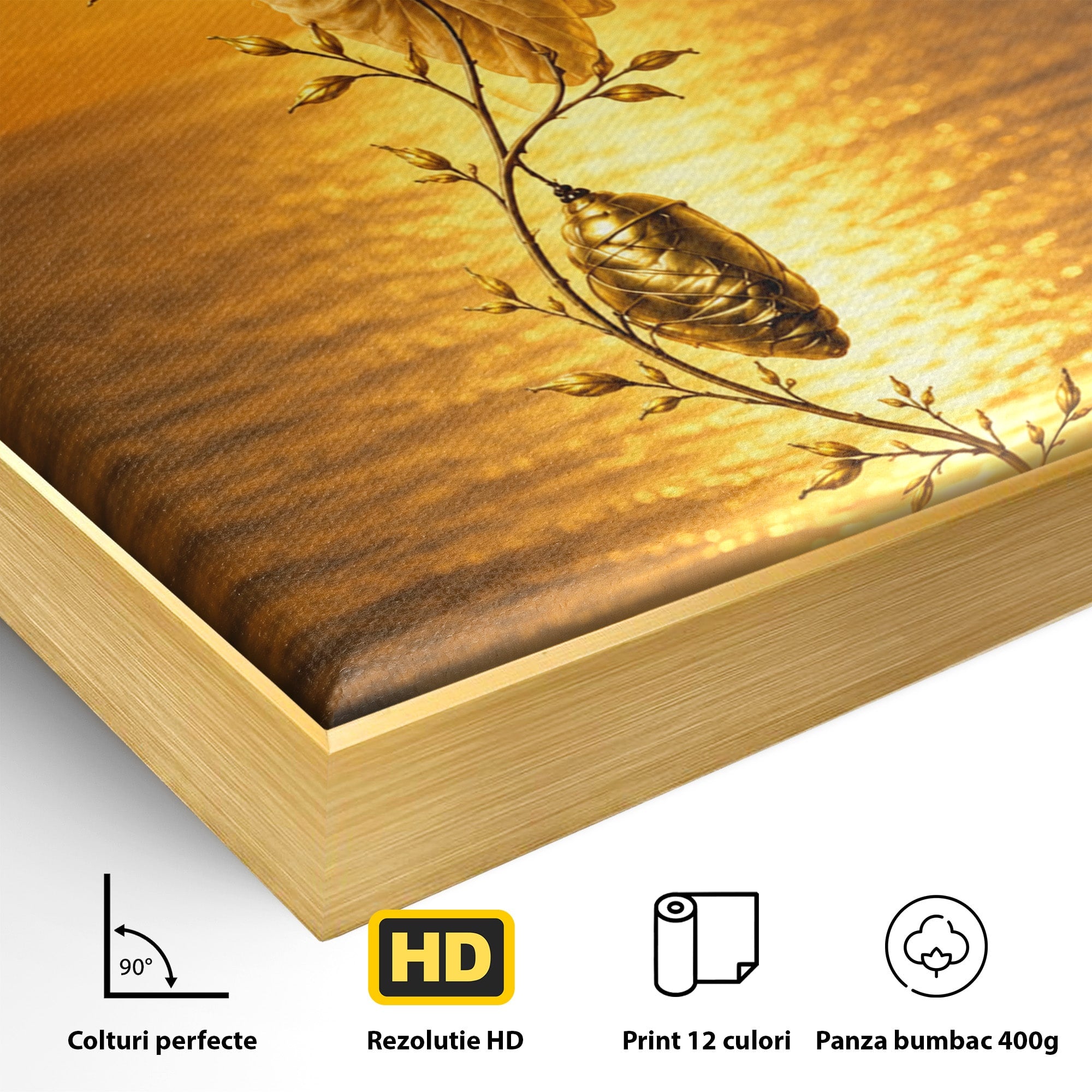 Tablou Canvas Premium LuxCanva® U1186, Zana Apusului, Aripi, Fluture, Metamorfoza,  Zana, Apus, Ocean, Living, Magie, Culori Vibrante