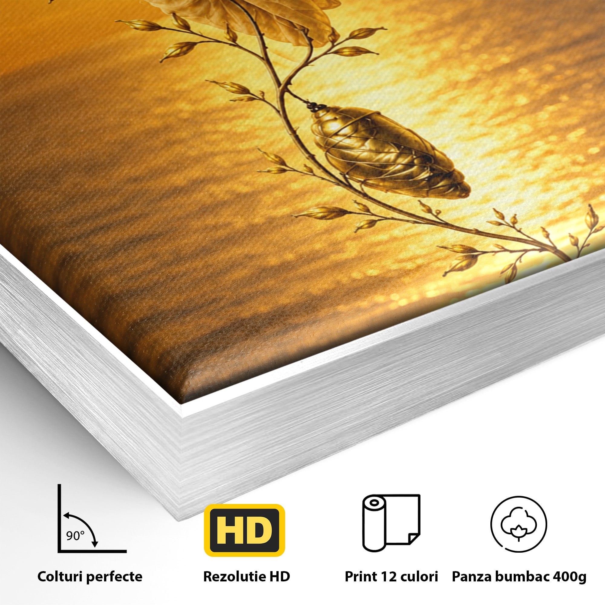 Tablou Canvas Premium LuxCanva® U1186, Zana Apusului, Aripi, Fluture, Metamorfoza,  Zana, Apus, Ocean, Living, Magie, Culori Vibrante
