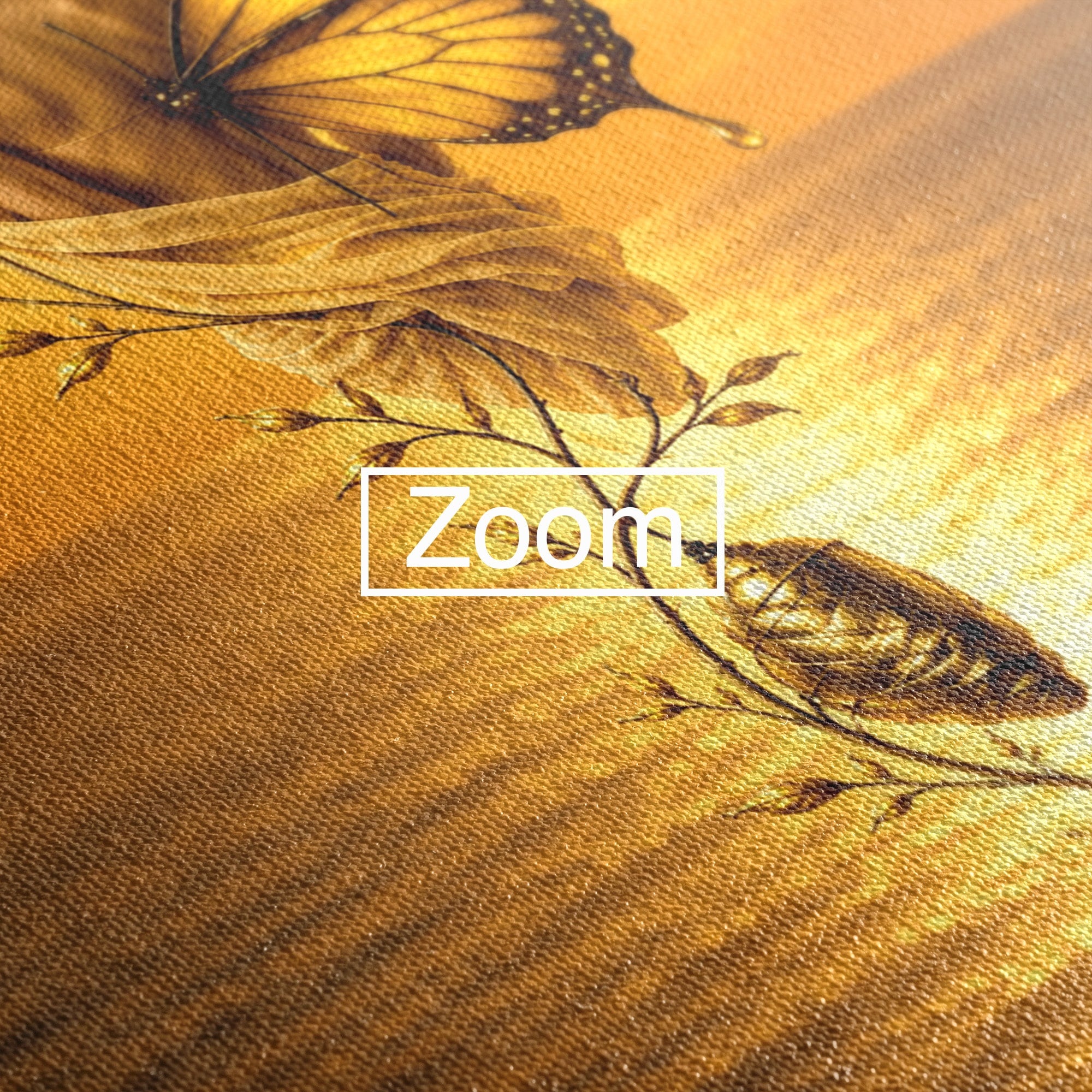 Tablou Canvas Premium LuxCanva® U1186, Zana Apusului, Aripi, Fluture, Metamorfoza,  Zana, Apus, Ocean, Living, Magie, Culori Vibrante