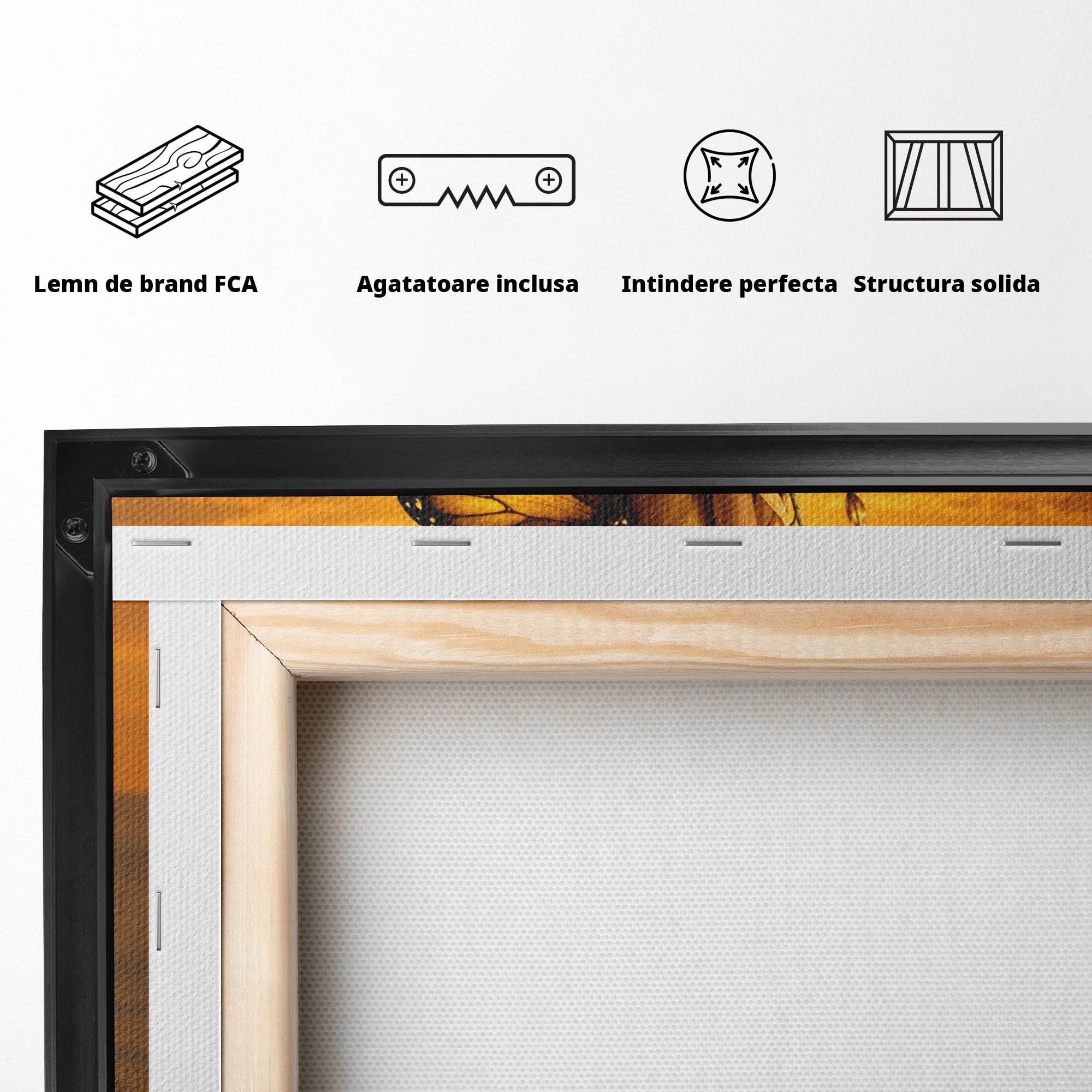 Tablou Canvas Premium LuxCanva® U1186, Zana Apusului, Aripi, Fluture, Metamorfoza,  Zana, Apus, Ocean, Living, Magie, Culori Vibrante