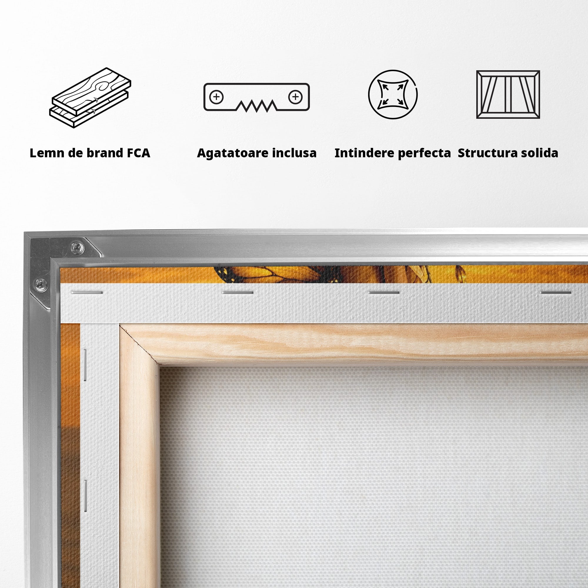 Tablou Canvas Premium LuxCanva® U1186, Zana Apusului, Aripi, Fluture, Metamorfoza,  Zana, Apus, Ocean, Living, Magie, Culori Vibrante
