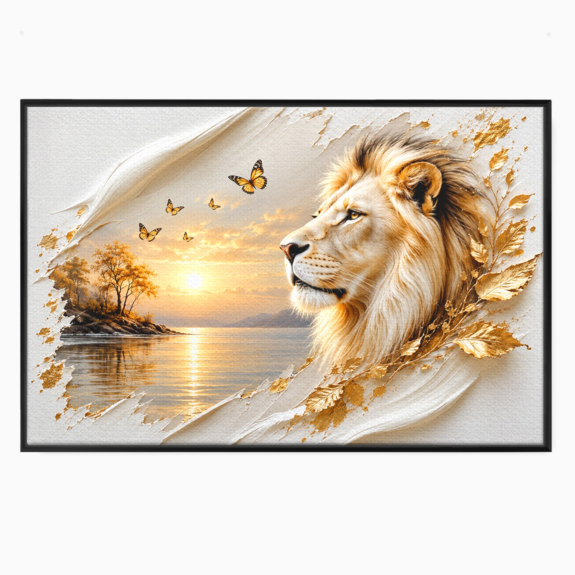 Tablou Canvas Premium LuxCanva® U1187, Leul Regal, Apus, Natura, Peisaj, Animale, Leu, Dormitor, Culori Vibrante