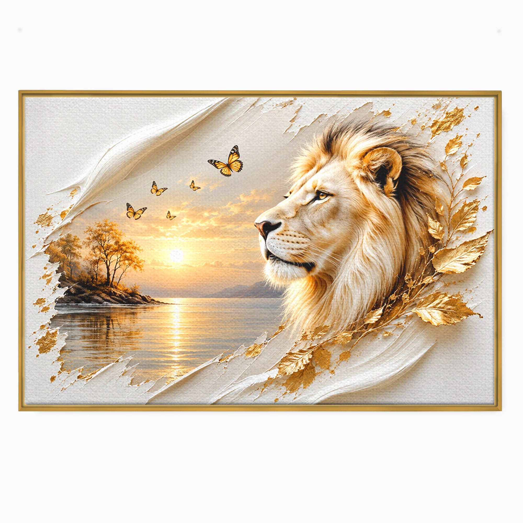 Tablou Canvas Premium LuxCanva® U1187, Leul Regal, Apus, Natura, Peisaj, Animale, Leu, Dormitor, Culori Vibrante