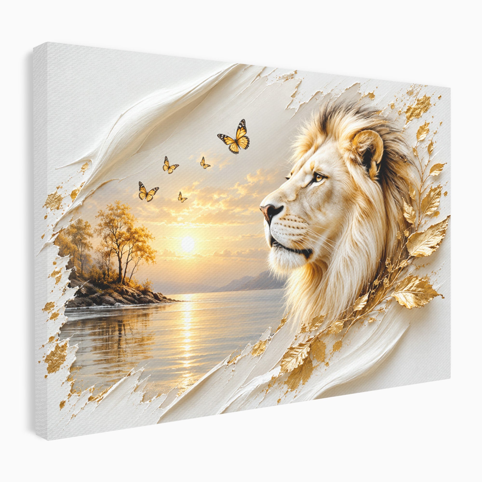 Tablou Canvas Premium LuxCanva® U1187, Leul Regal, Apus, Natura, Peisaj, Animale, Leu, Dormitor, Culori Vibrante