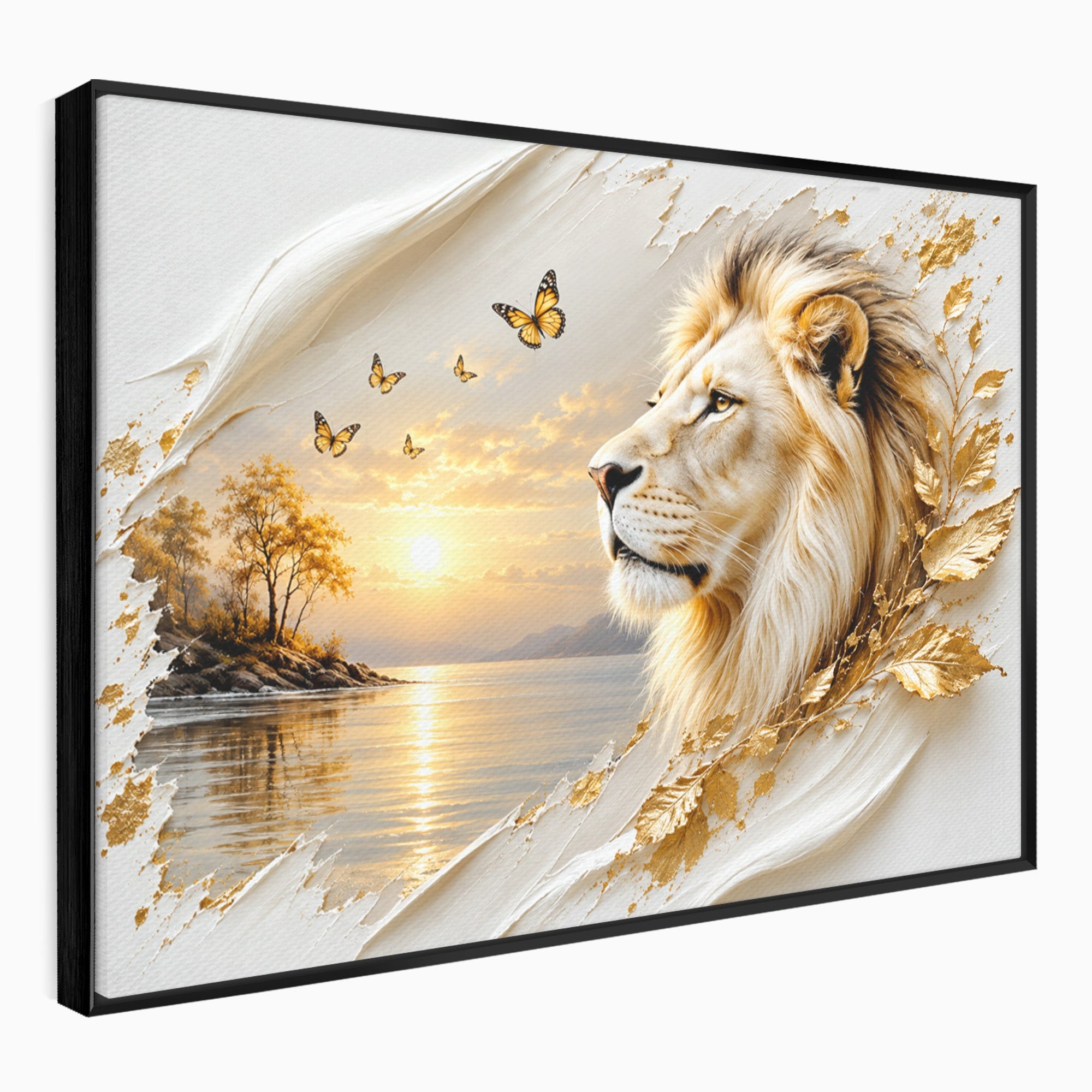 Tablou Canvas Premium LuxCanva® U1187, Leul Regal, Apus, Natura, Peisaj, Animale, Leu, Dormitor, Culori Vibrante