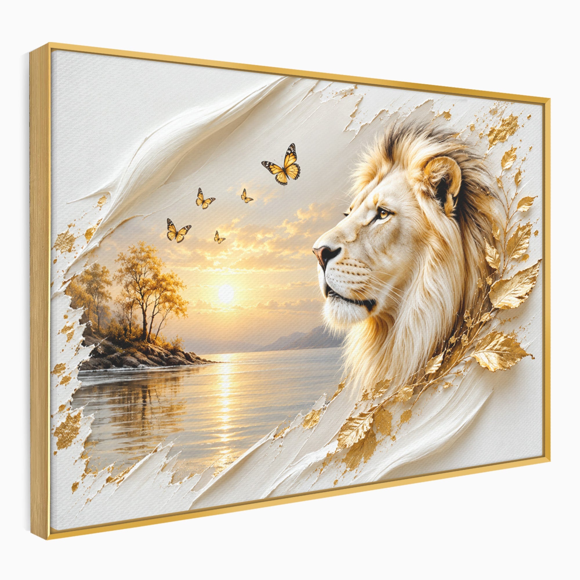Tablou Canvas Premium LuxCanva® U1187, Leul Regal, Apus, Natura, Peisaj, Animale, Leu, Dormitor, Culori Vibrante