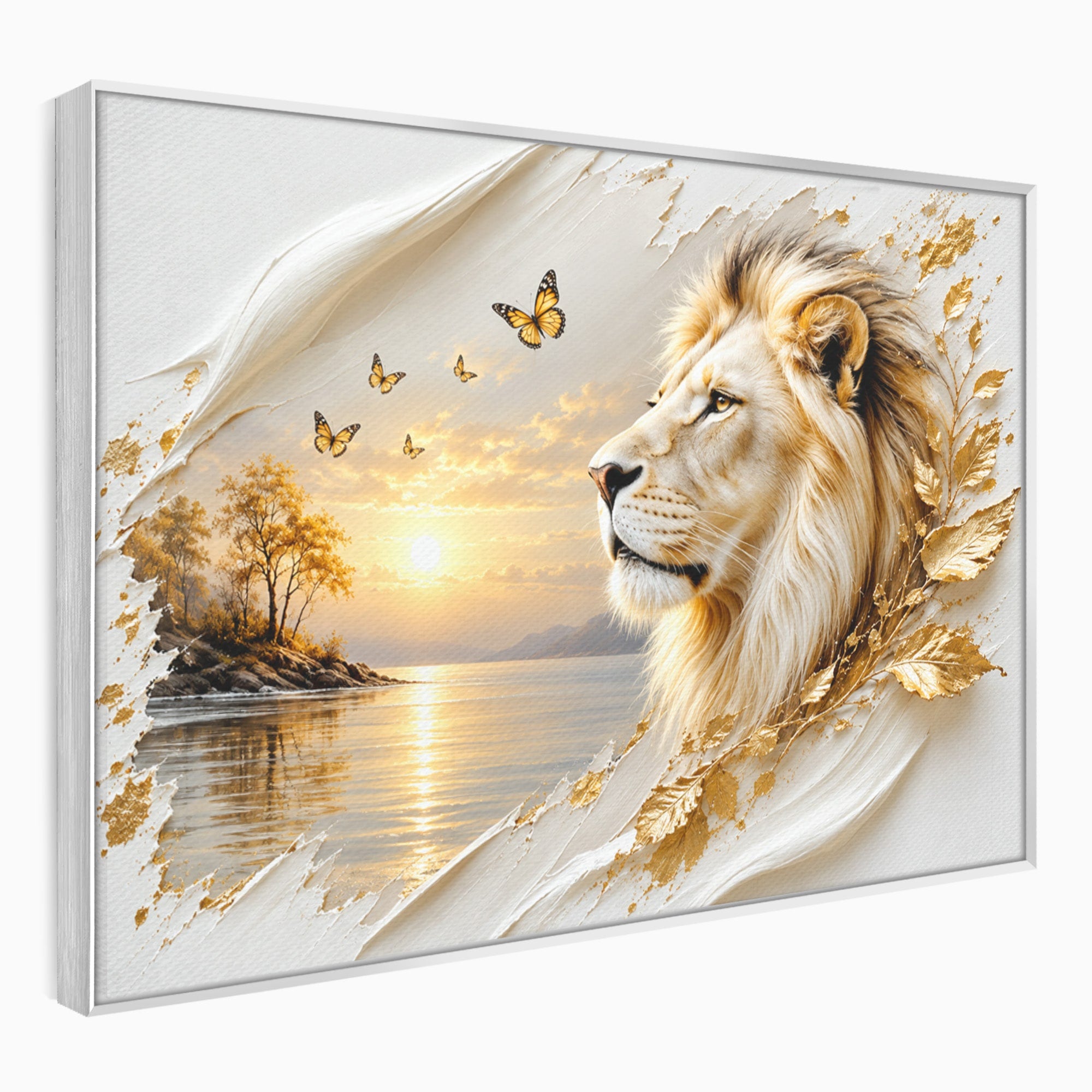 Tablou Canvas Premium LuxCanva® U1187, Leul Regal, Apus, Natura, Peisaj, Animale, Leu, Dormitor, Culori Vibrante