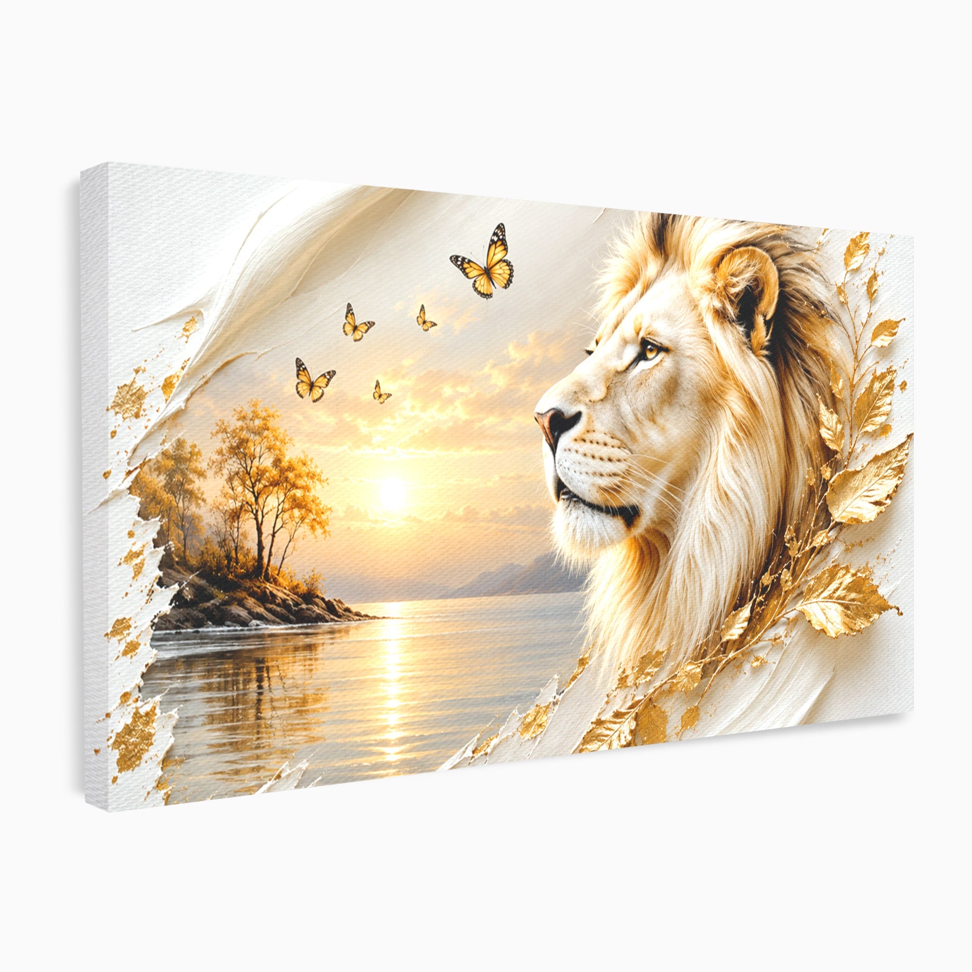 Tablou Canvas Premium LuxCanva® U1187, Leul Regal, Apus, Natura, Peisaj, Animale, Leu, Dormitor, Culori Vibrante