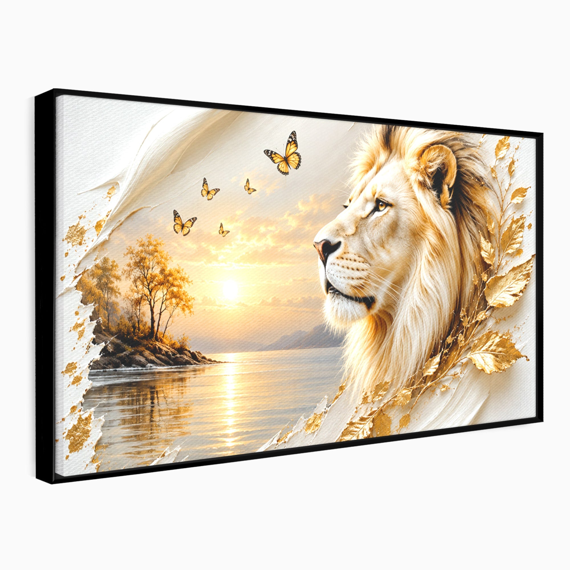 Tablou Canvas Premium LuxCanva® U1187, Leul Regal, Apus, Natura, Peisaj, Animale, Leu, Dormitor, Culori Vibrante
