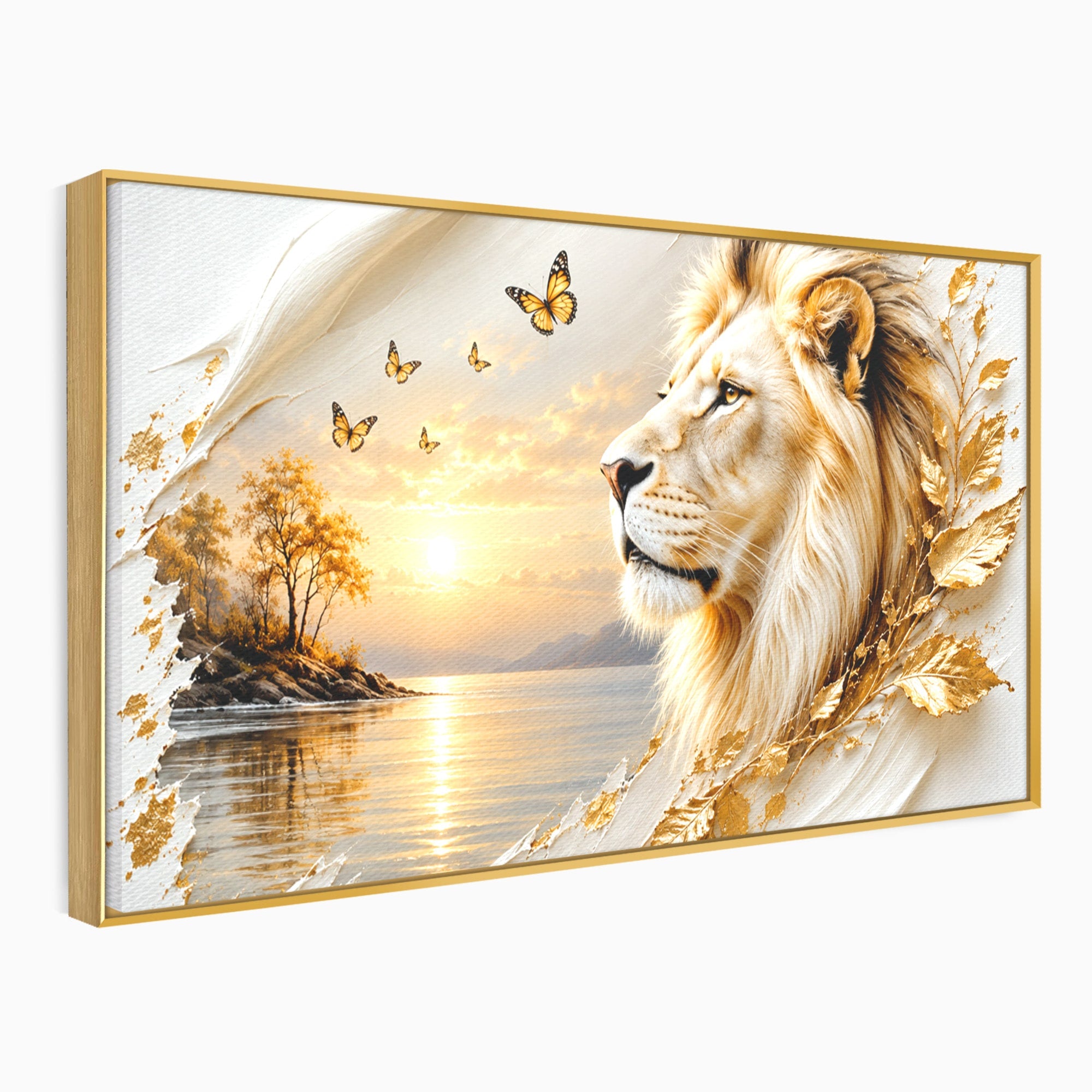 Tablou Canvas Premium LuxCanva® U1187, Leul Regal, Apus, Natura, Peisaj, Animale, Leu, Dormitor, Culori Vibrante