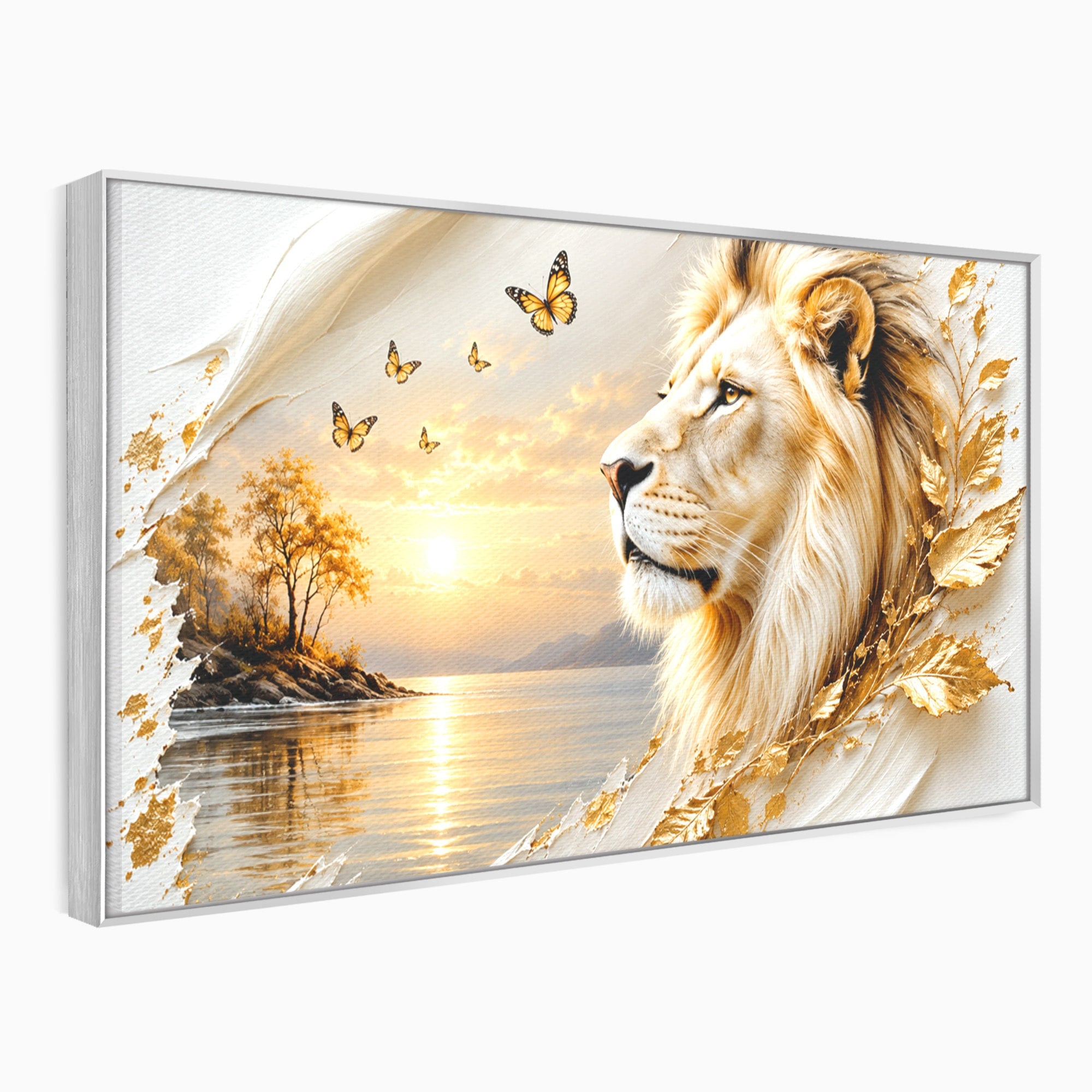 Tablou Canvas Premium LuxCanva® U1187, Leul Regal, Apus, Natura, Peisaj, Animale, Leu, Dormitor, Culori Vibrante