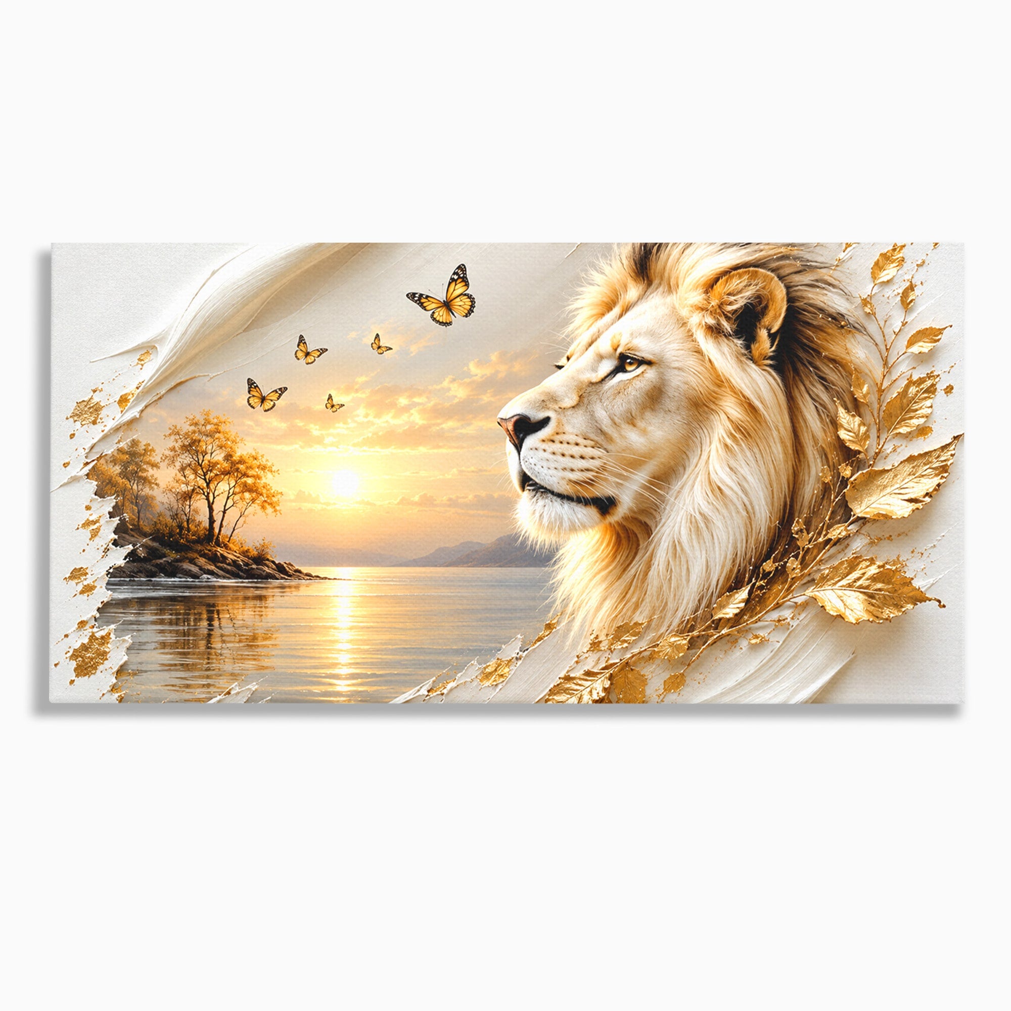 Tablou Canvas Premium LuxCanva® U1187, Leul Regal, Apus, Natura, Peisaj, Animale, Leu, Dormitor, Culori Vibrante