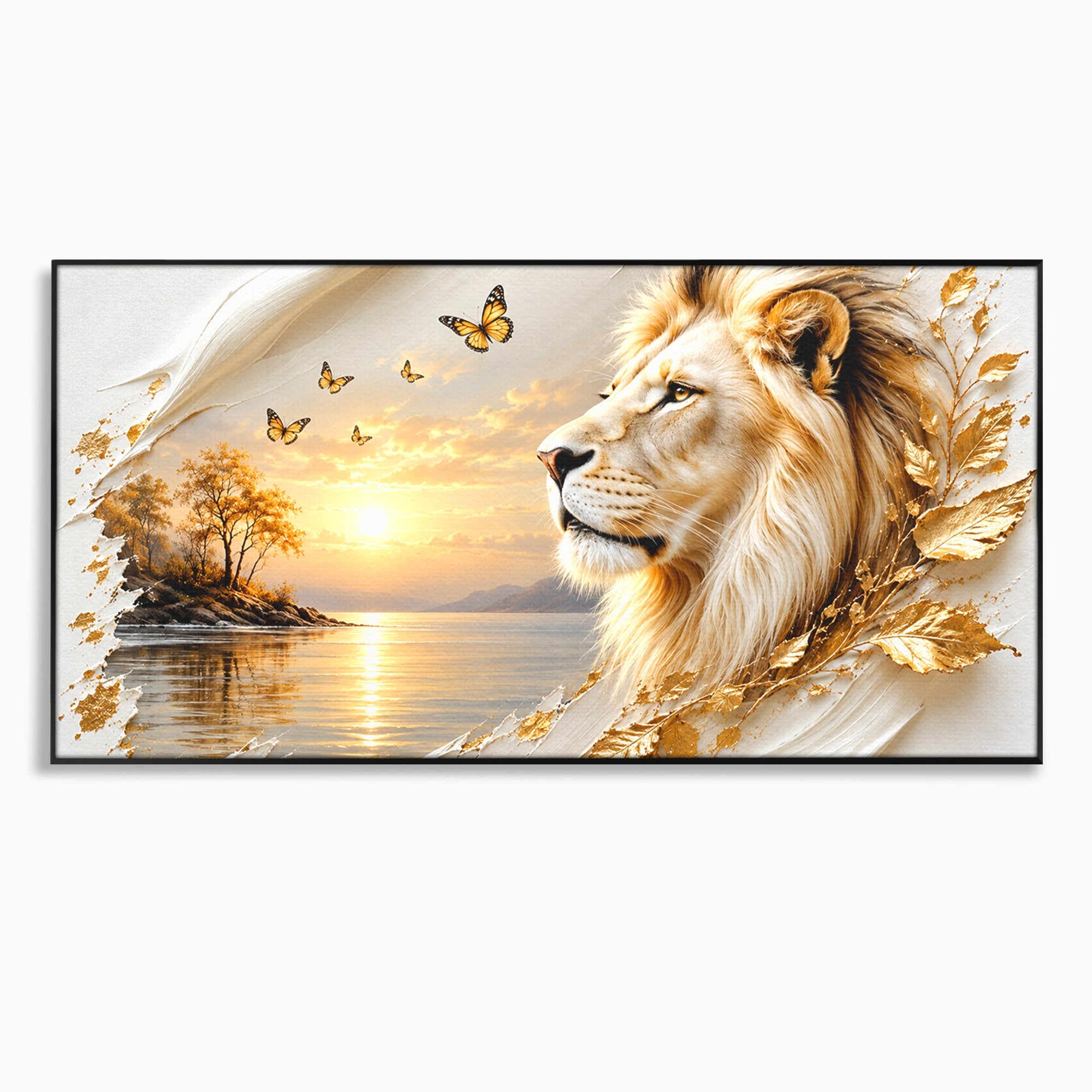 Tablou Canvas Premium LuxCanva® U1187, Leul Regal, Apus, Natura, Peisaj, Animale, Leu, Dormitor, Culori Vibrante