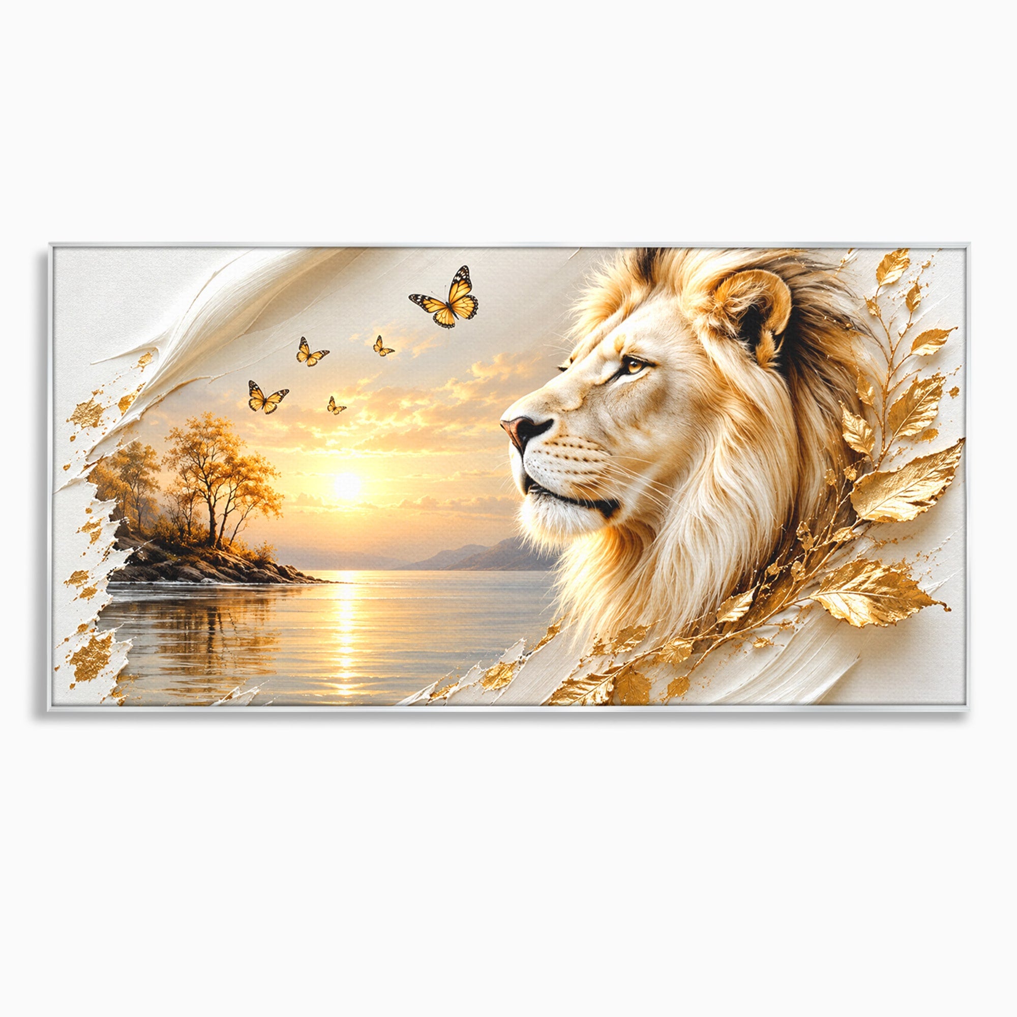 Tablou Canvas Premium LuxCanva® U1187, Leul Regal, Apus, Natura, Peisaj, Animale, Leu, Dormitor, Culori Vibrante