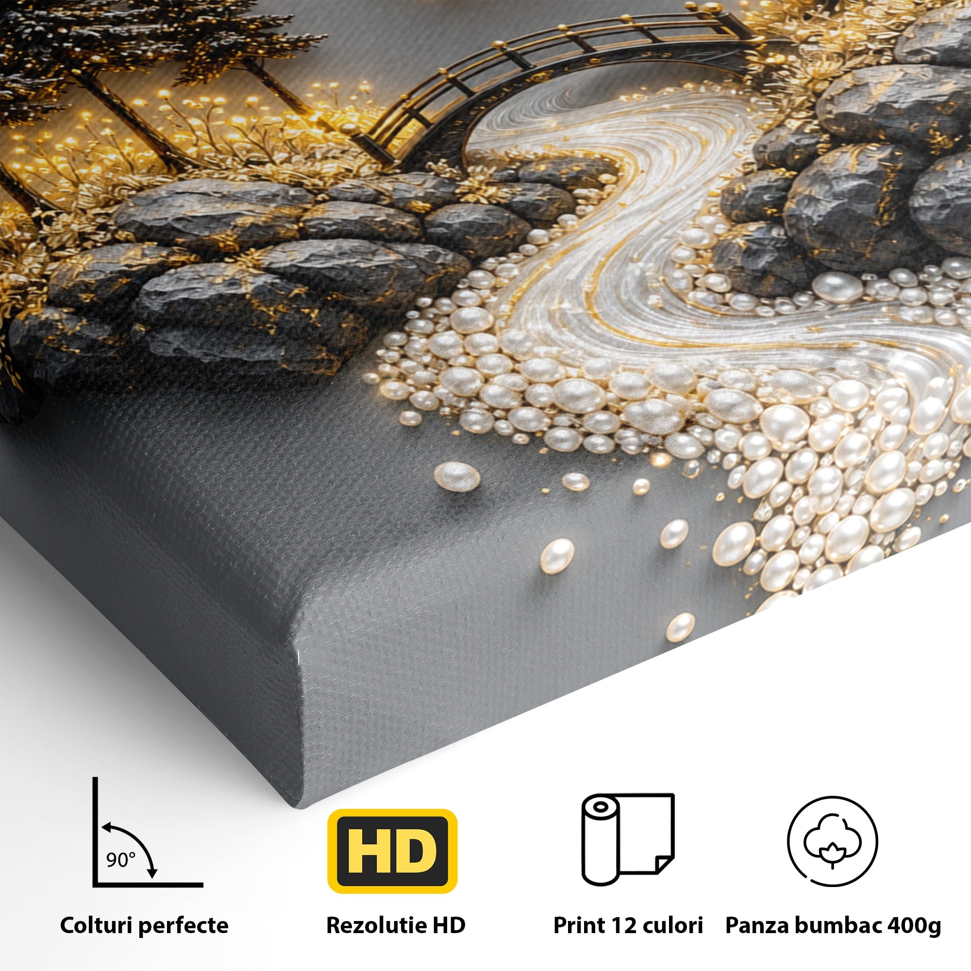 Tablou Canvas Premium LuxCanva® U1189, Peisaj Lunar, Copaci, Pod, Peisaj, Luna, Living, Culori Vibrante