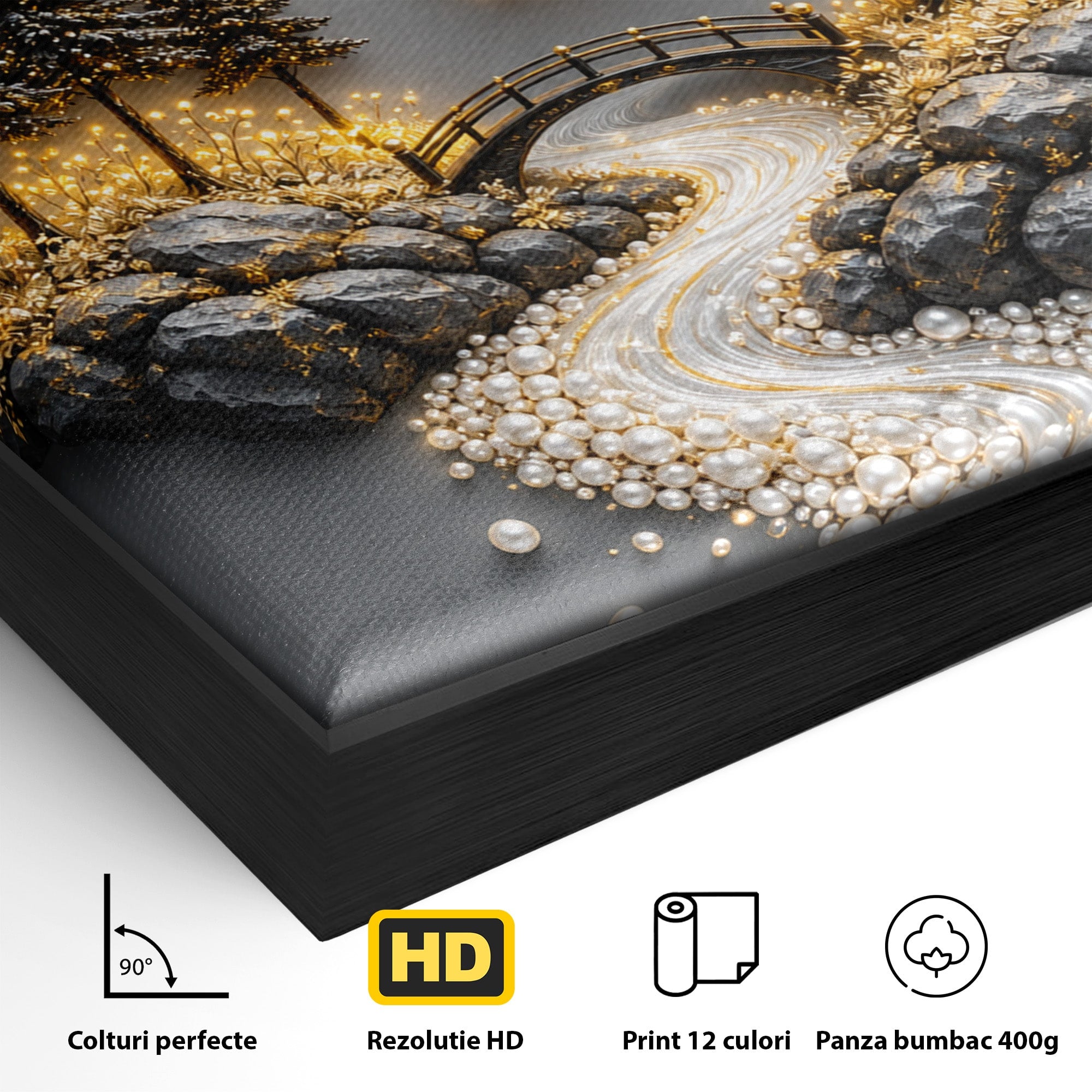 Tablou Canvas Premium LuxCanva® U1189, Peisaj Lunar, Copaci, Pod, Peisaj, Luna, Living, Culori Vibrante