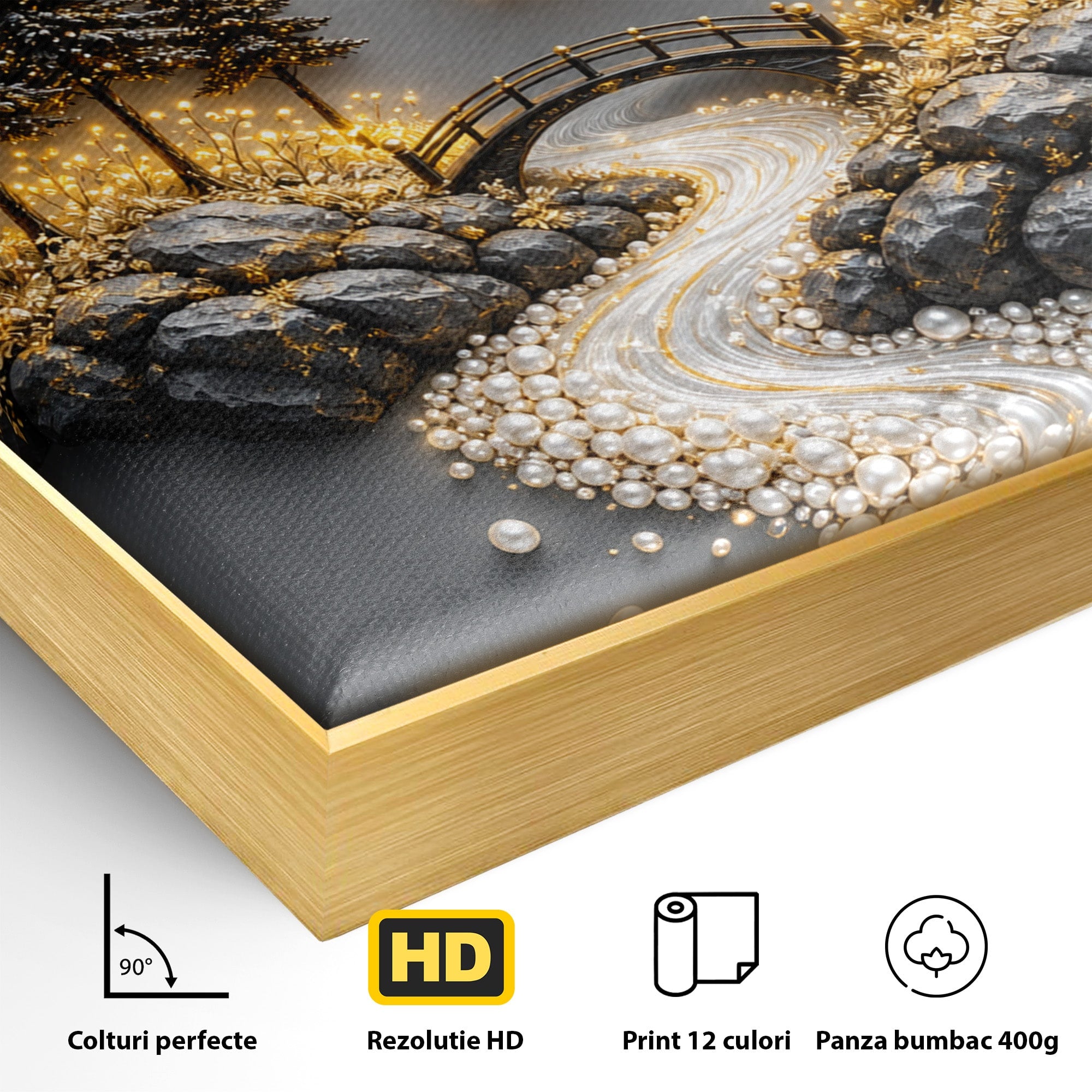 Tablou Canvas Premium LuxCanva® U1189, Peisaj Lunar, Copaci, Pod, Peisaj, Luna, Living, Culori Vibrante
