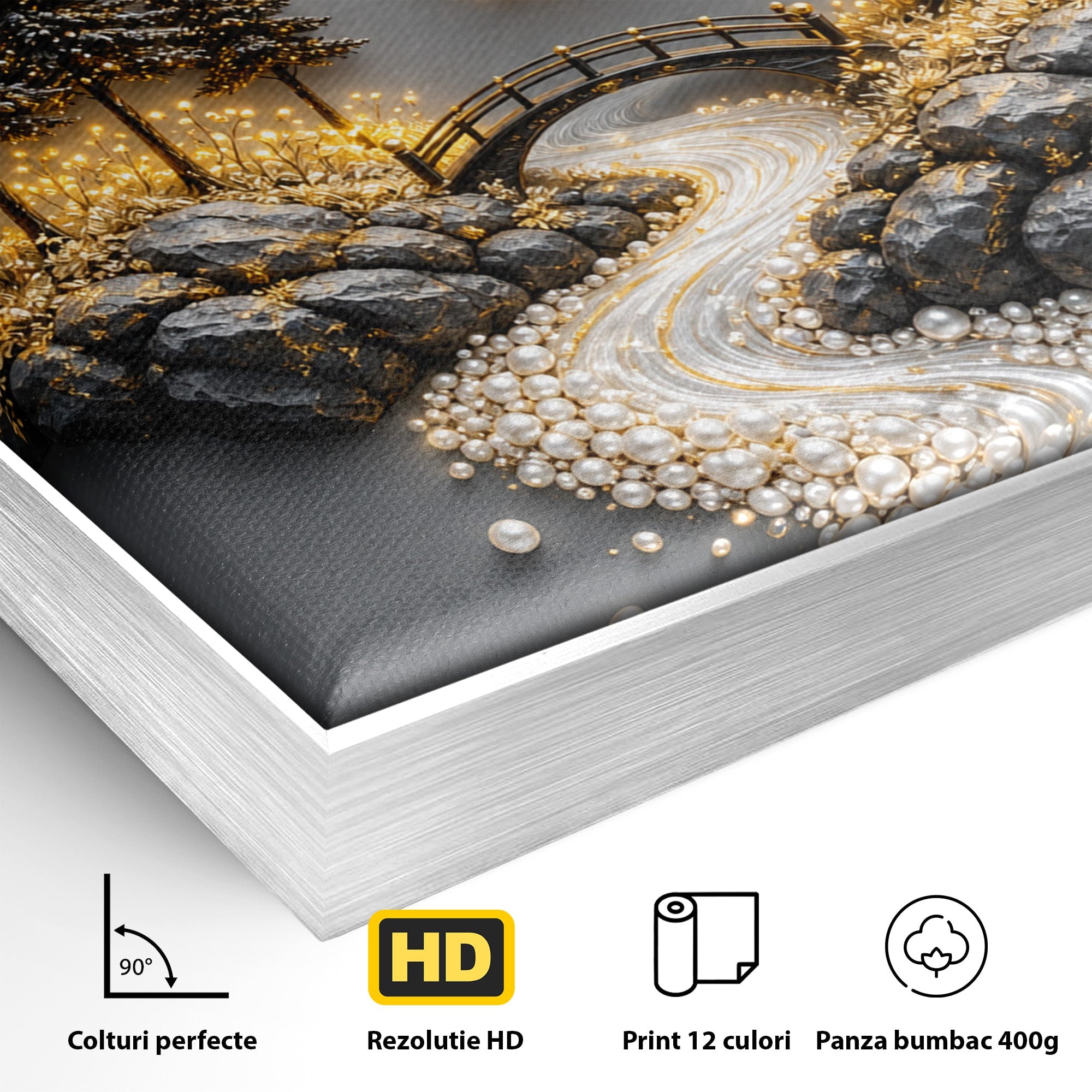 Tablou Canvas Premium LuxCanva® U1189, Peisaj Lunar, Copaci, Pod, Peisaj, Luna, Living, Culori Vibrante