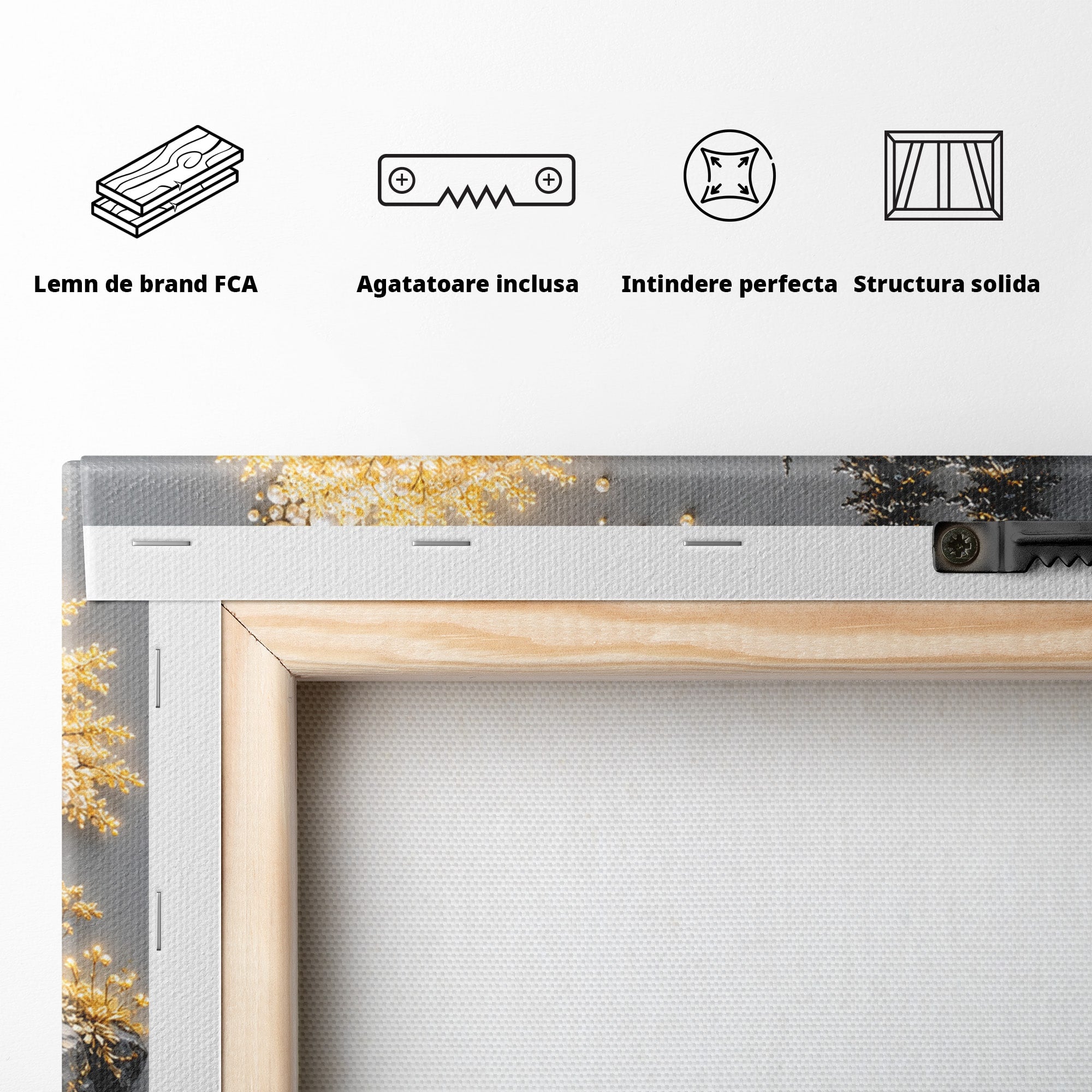 Tablou Canvas Premium LuxCanva® U1189, Peisaj Lunar, Copaci, Pod, Peisaj, Luna, Living, Culori Vibrante