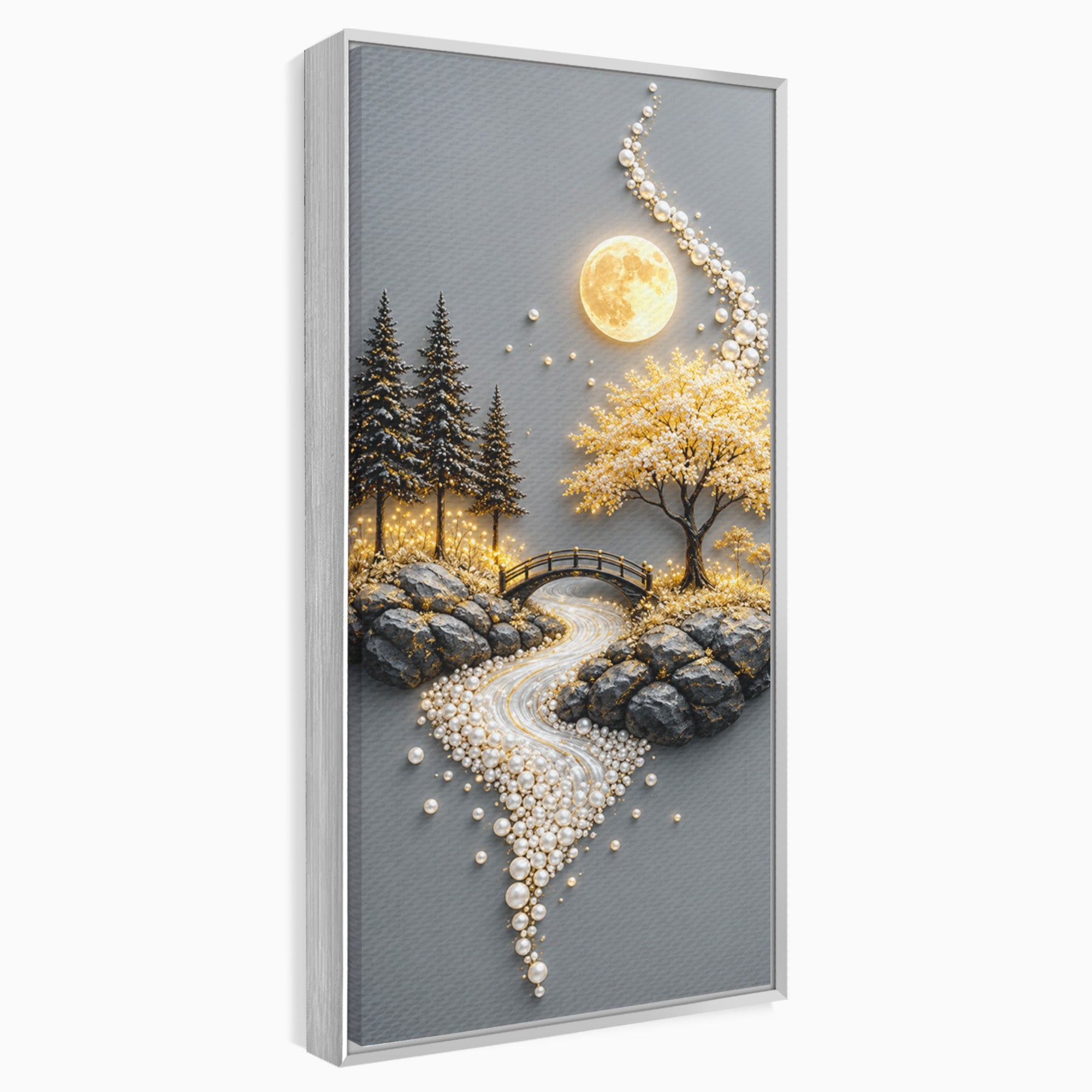 Tablou Canvas Premium LuxCanva® U1189, Peisaj Lunar, Copaci, Pod, Peisaj, Luna, Living, Culori Vibrante