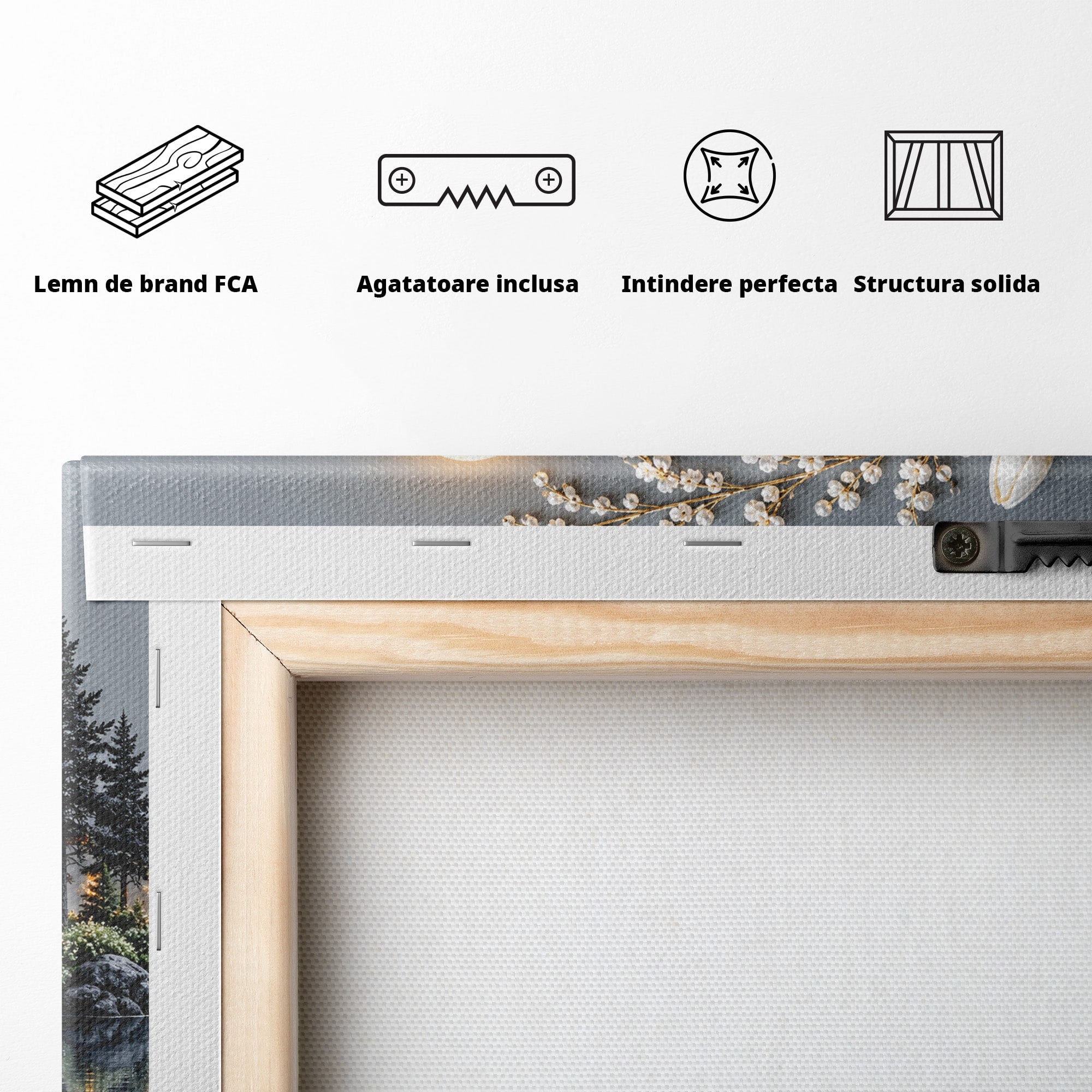 Tablou Canvas Premium LuxCanva® U1190, Luna Peste Podul Montan, Luna, Pod, Flori, Peisaj, Living, Natura, Culori Vibrante