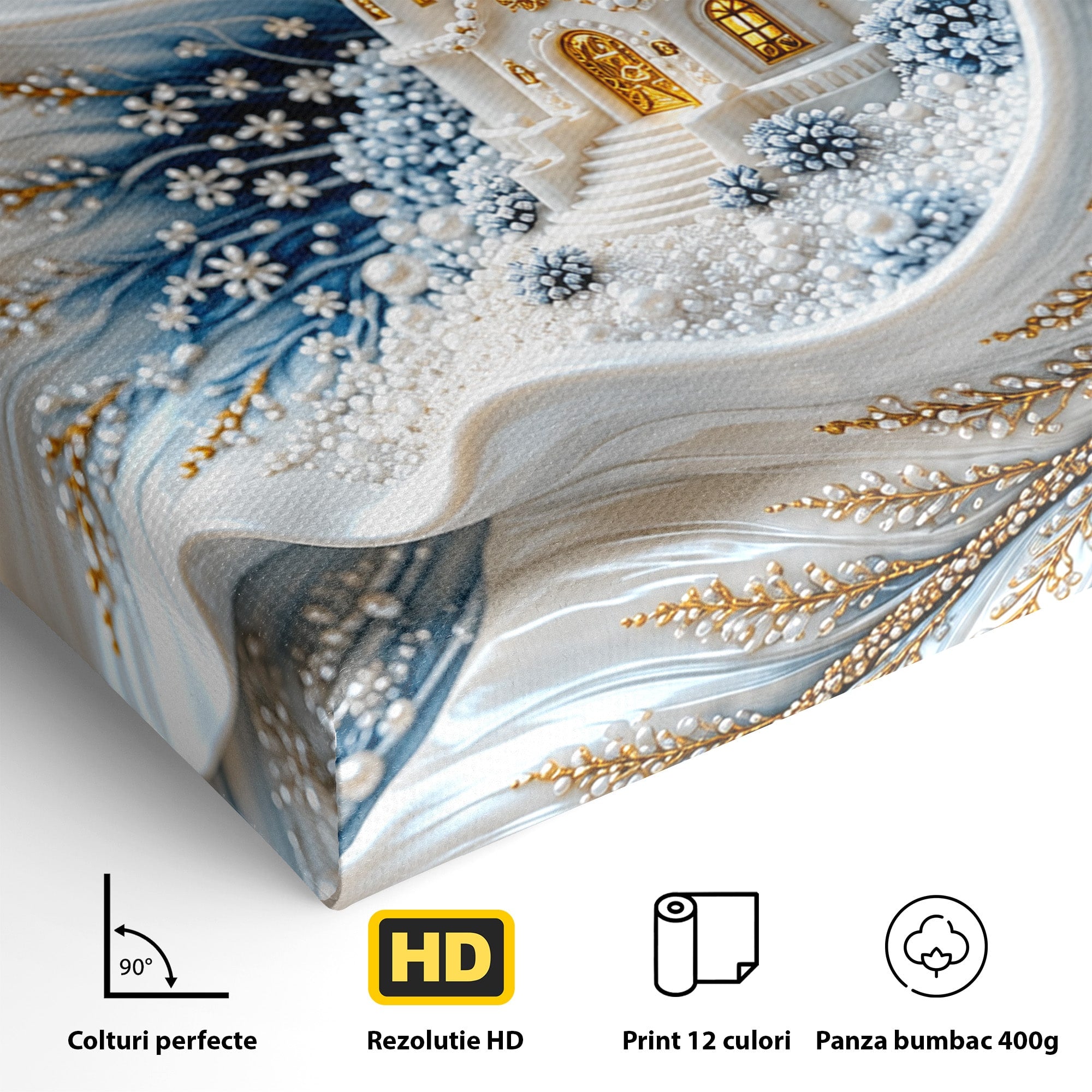 Tablou Canvas Premium LuxCanva® U1191, Castel De Gheata, Iarna, Mistic, Dormitor, Castel, Gheata, Culori Vibrante