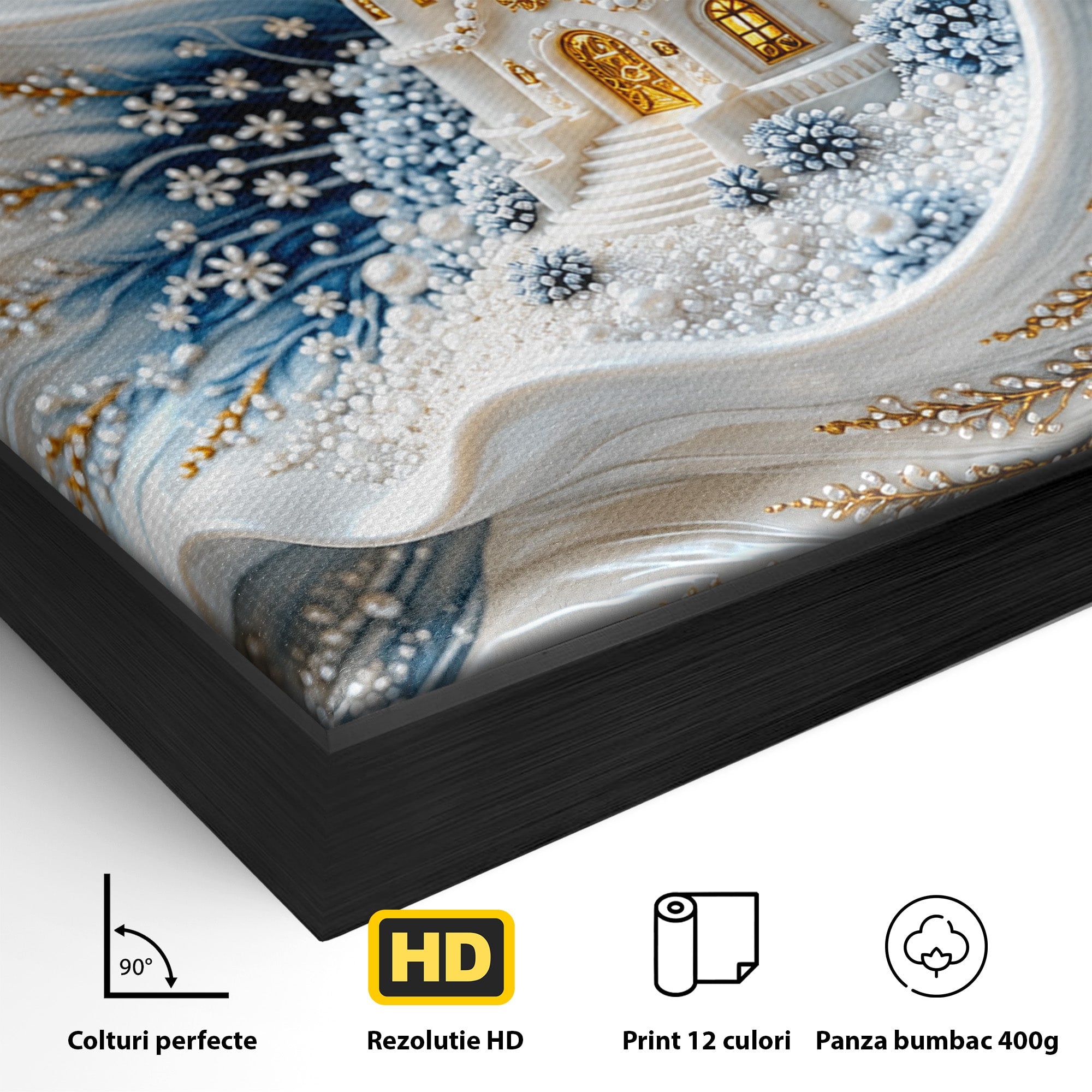 Tablou Canvas Premium LuxCanva® U1191, Castel De Gheata, Iarna, Mistic, Dormitor, Castel, Gheata, Culori Vibrante