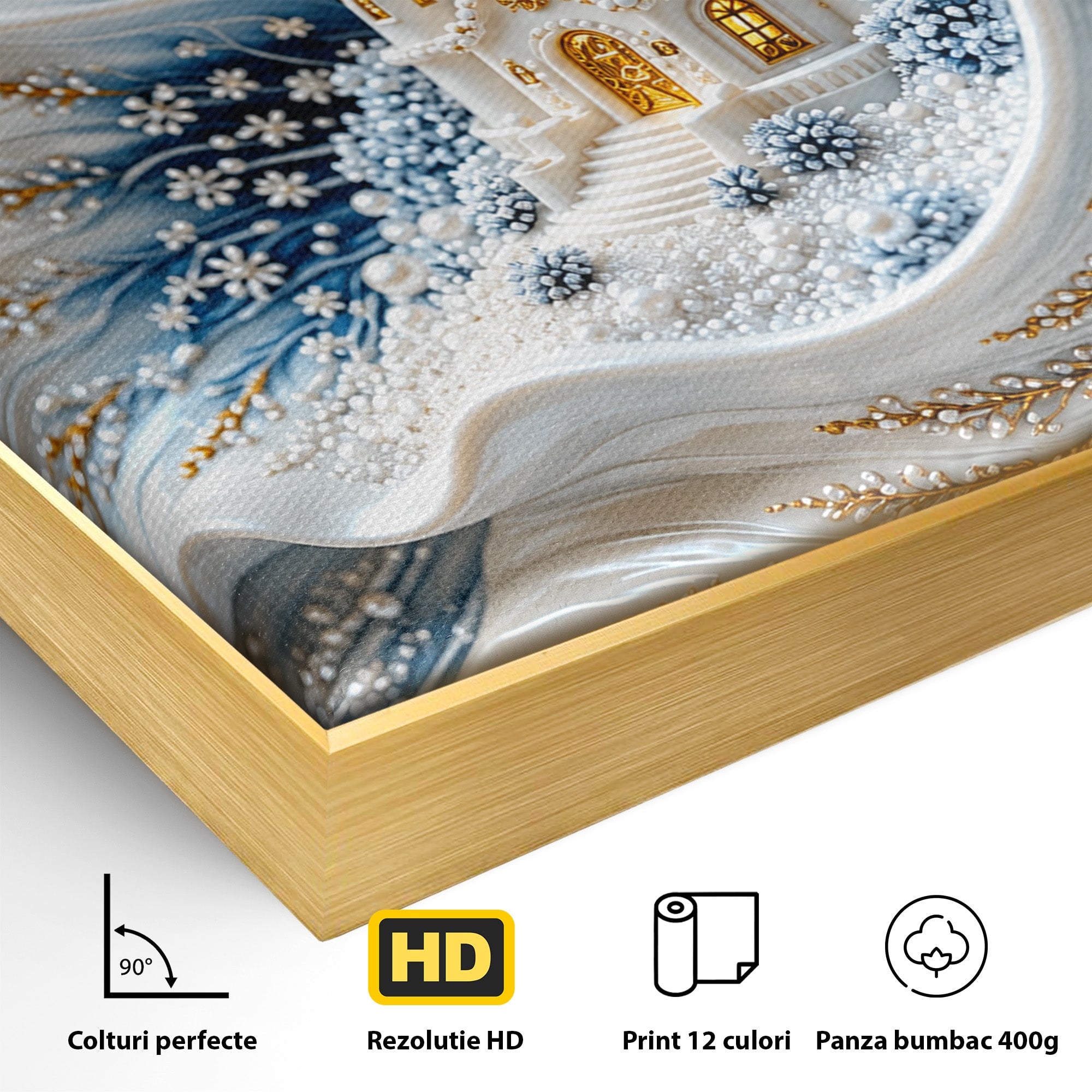 Tablou Canvas Premium LuxCanva® U1191, Castel De Gheata, Iarna, Mistic, Dormitor, Castel, Gheata, Culori Vibrante