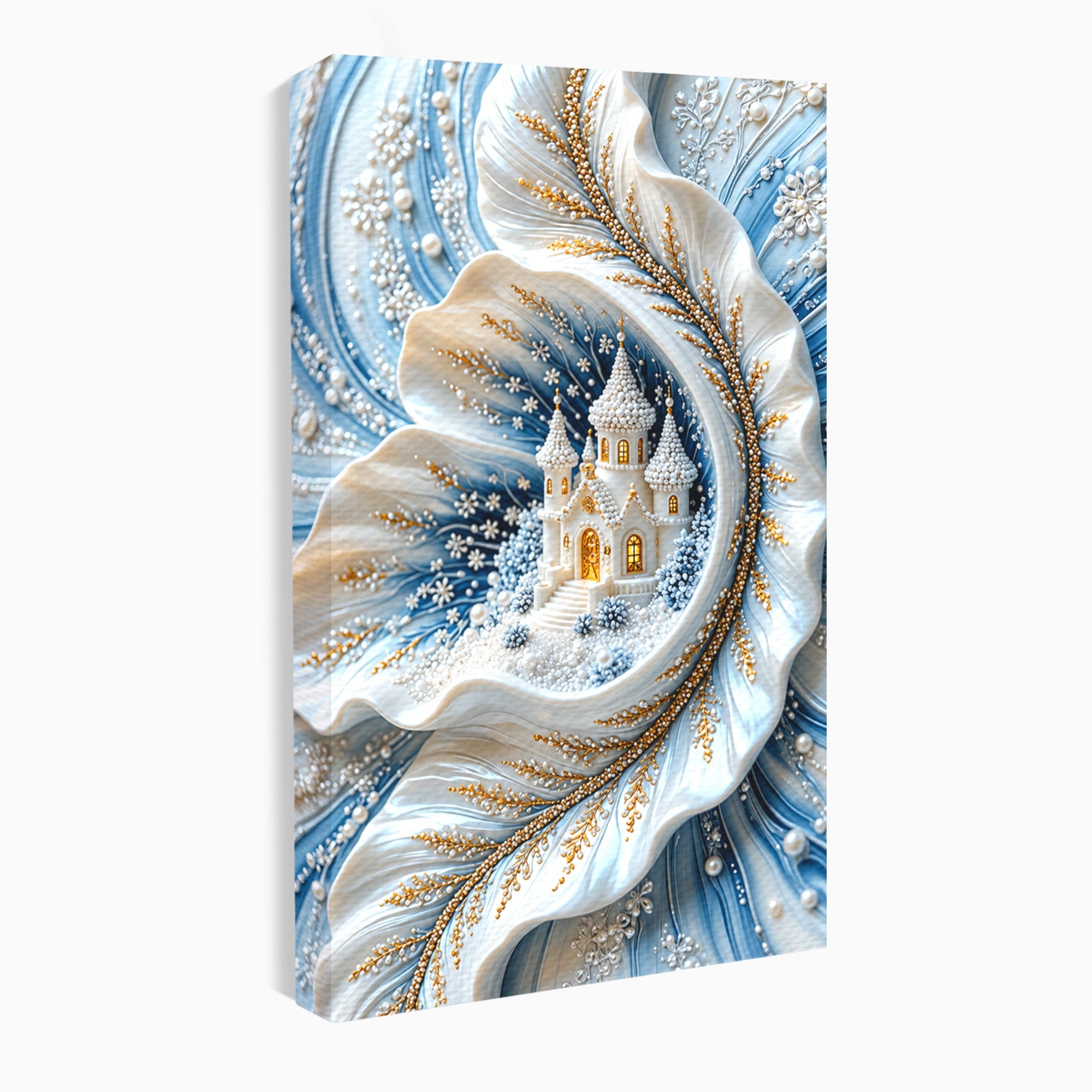 Tablou Canvas Premium LuxCanva® U1191, Castel De Gheata, Iarna, Mistic, Dormitor, Castel, Gheata, Culori Vibrante