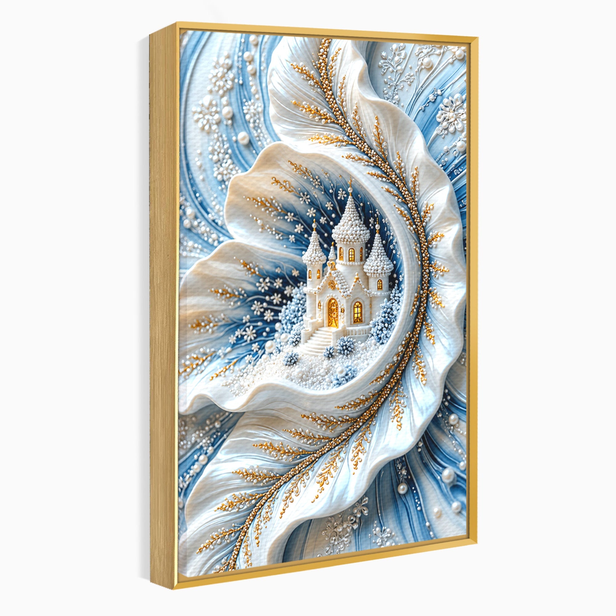 Tablou Canvas Premium LuxCanva® U1191, Castel De Gheata, Iarna, Mistic, Dormitor, Castel, Gheata, Culori Vibrante