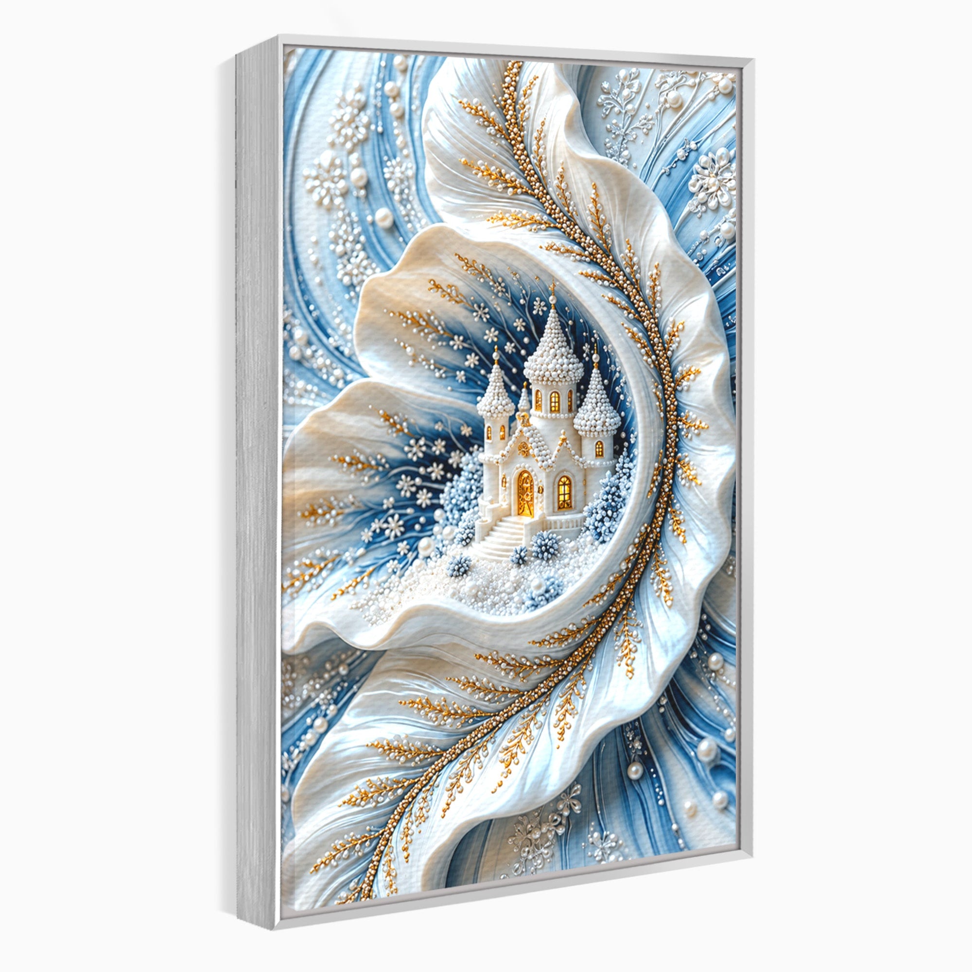 Tablou Canvas Premium LuxCanva® U1191, Castel De Gheata, Iarna, Mistic, Dormitor, Castel, Gheata, Culori Vibrante