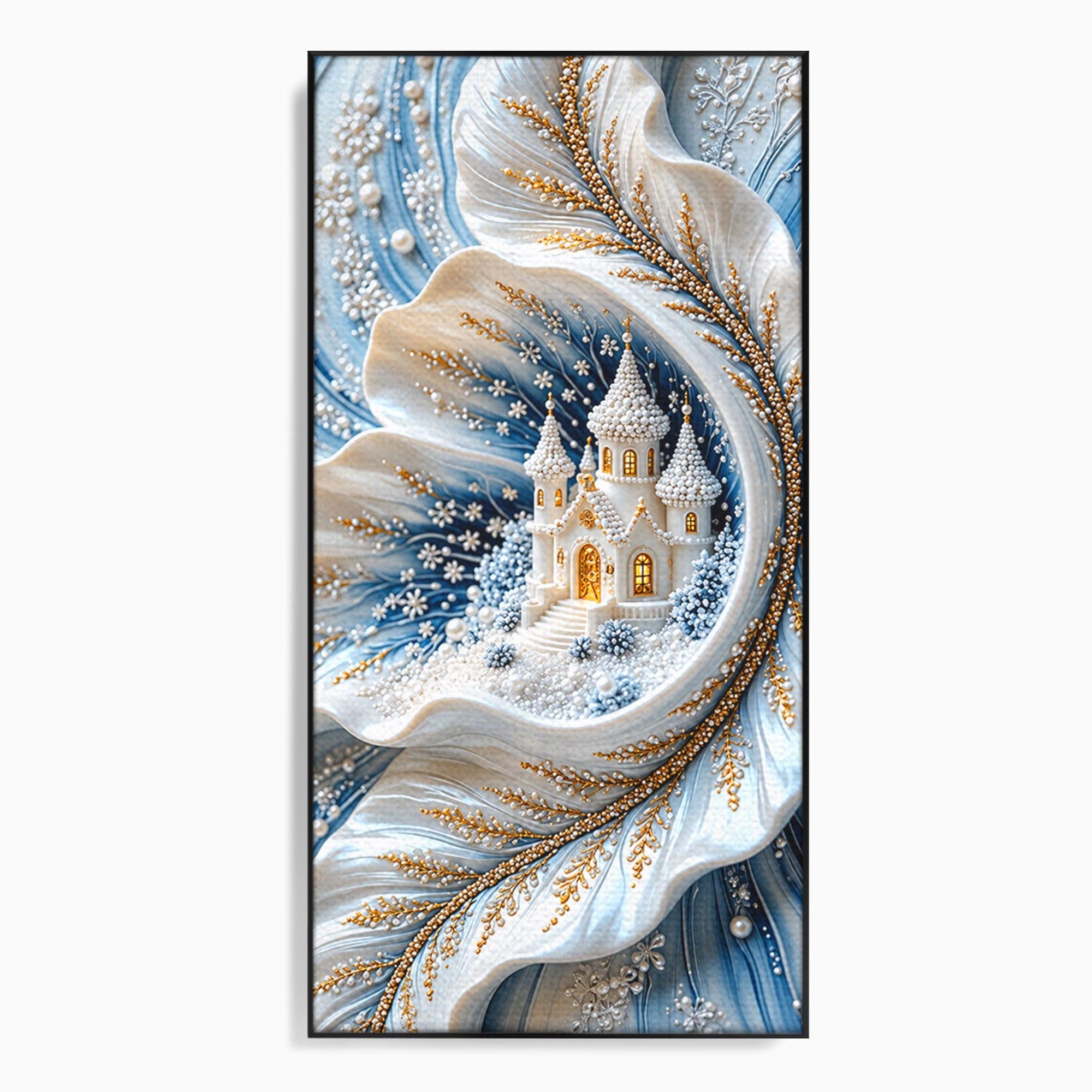Tablou Canvas Premium LuxCanva® U1191, Castel De Gheata, Iarna, Mistic, Dormitor, Castel, Gheata, Culori Vibrante