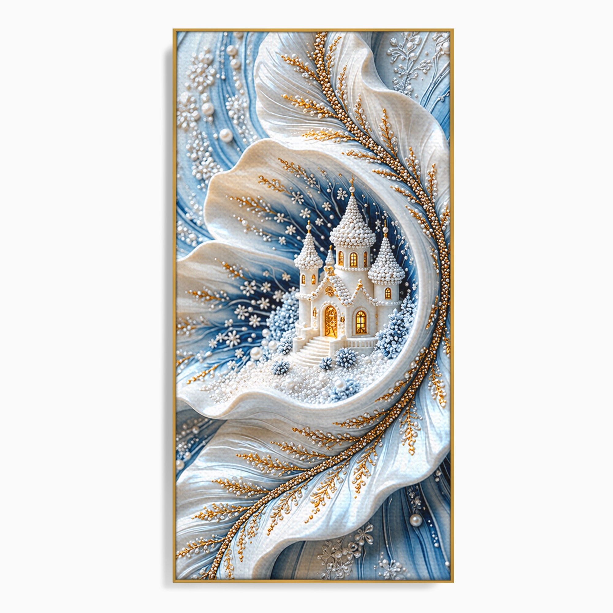 Tablou Canvas Premium LuxCanva® U1191, Castel De Gheata, Iarna, Mistic, Dormitor, Castel, Gheata, Culori Vibrante