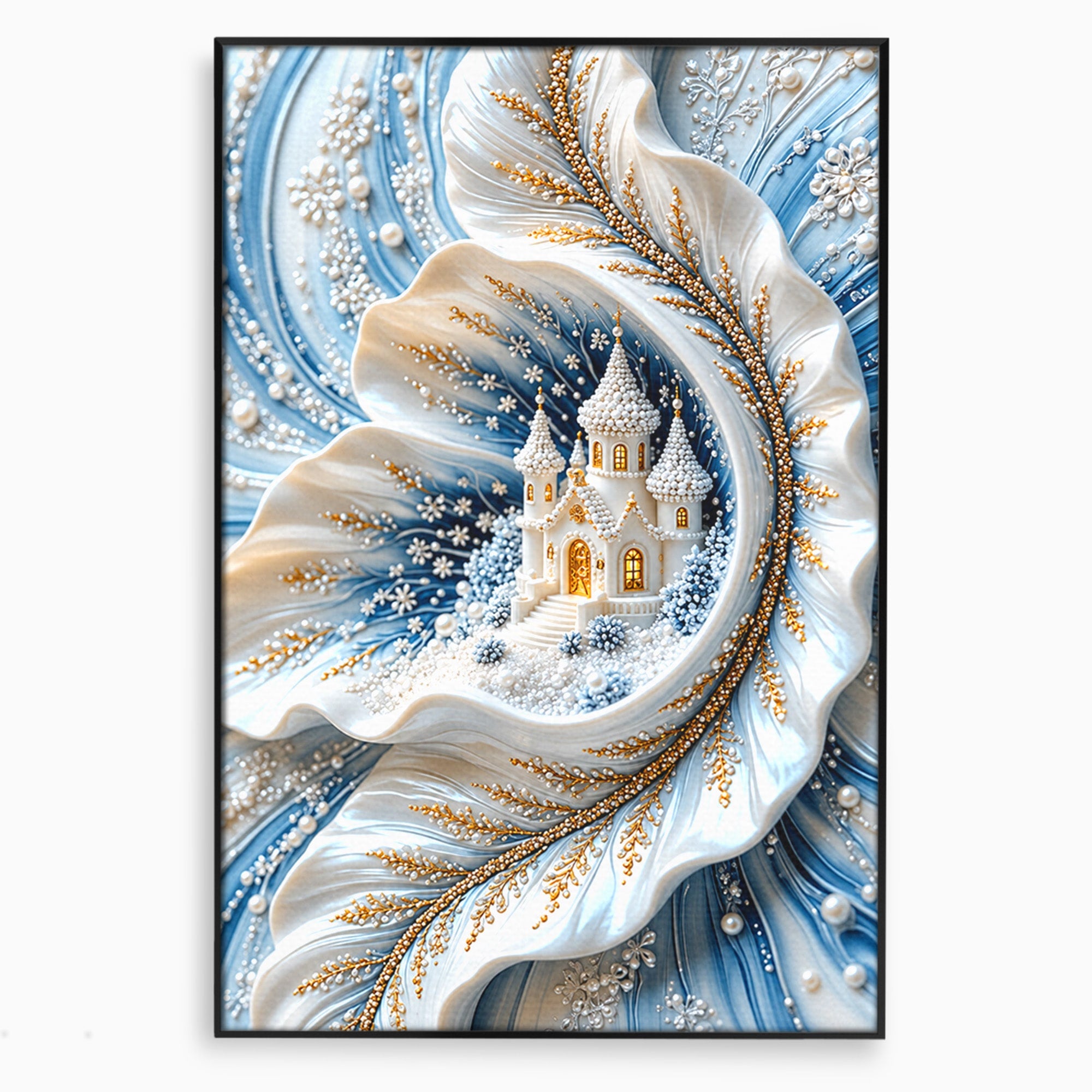 Tablou Canvas Premium LuxCanva® U1191, Castel De Gheata, Iarna, Mistic, Dormitor, Castel, Gheata, Culori Vibrante