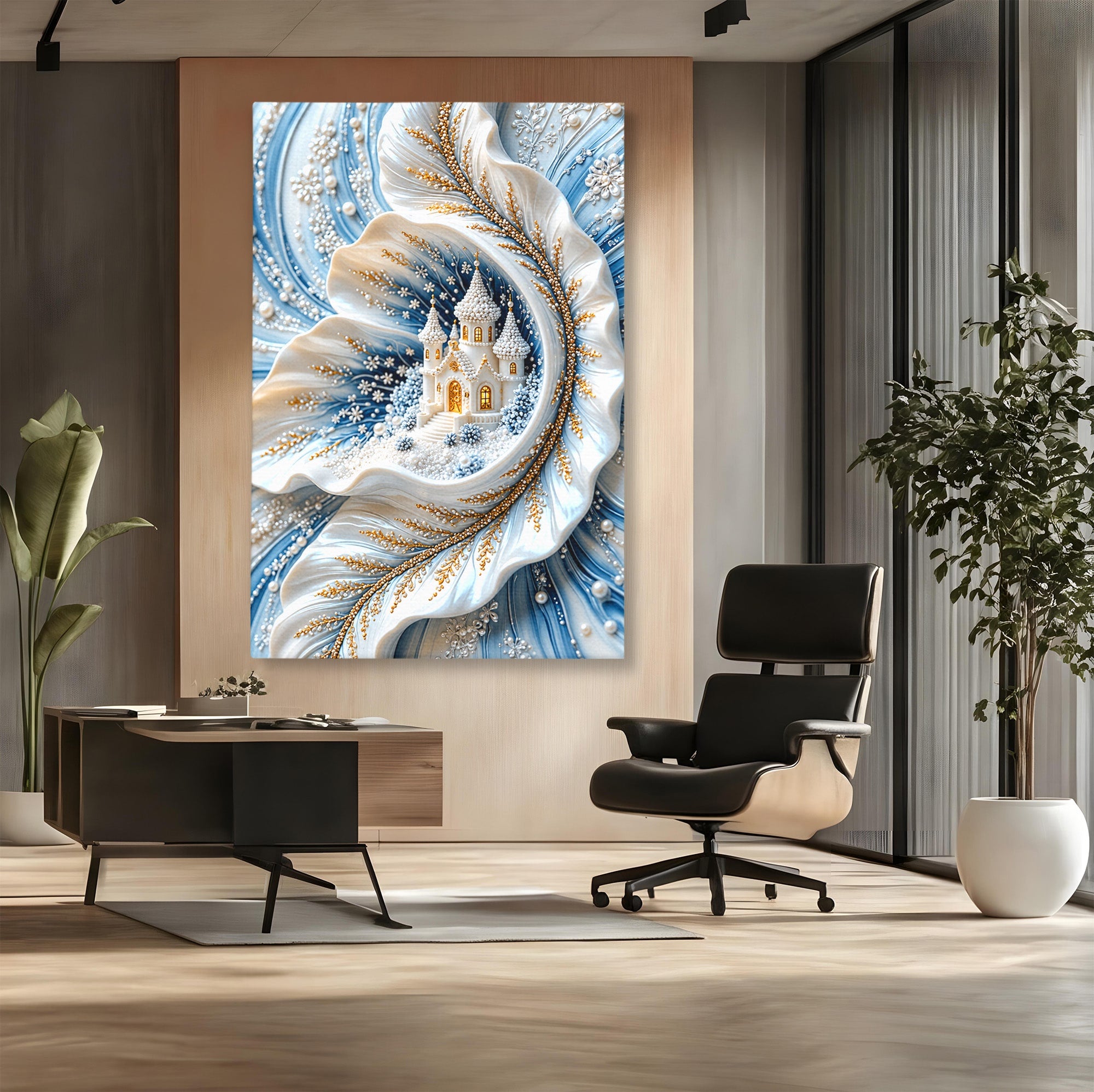 Tablou Canvas Premium LuxCanva® U1191, Castel De Gheata, Iarna, Mistic, Dormitor, Castel, Gheata, Culori Vibrante