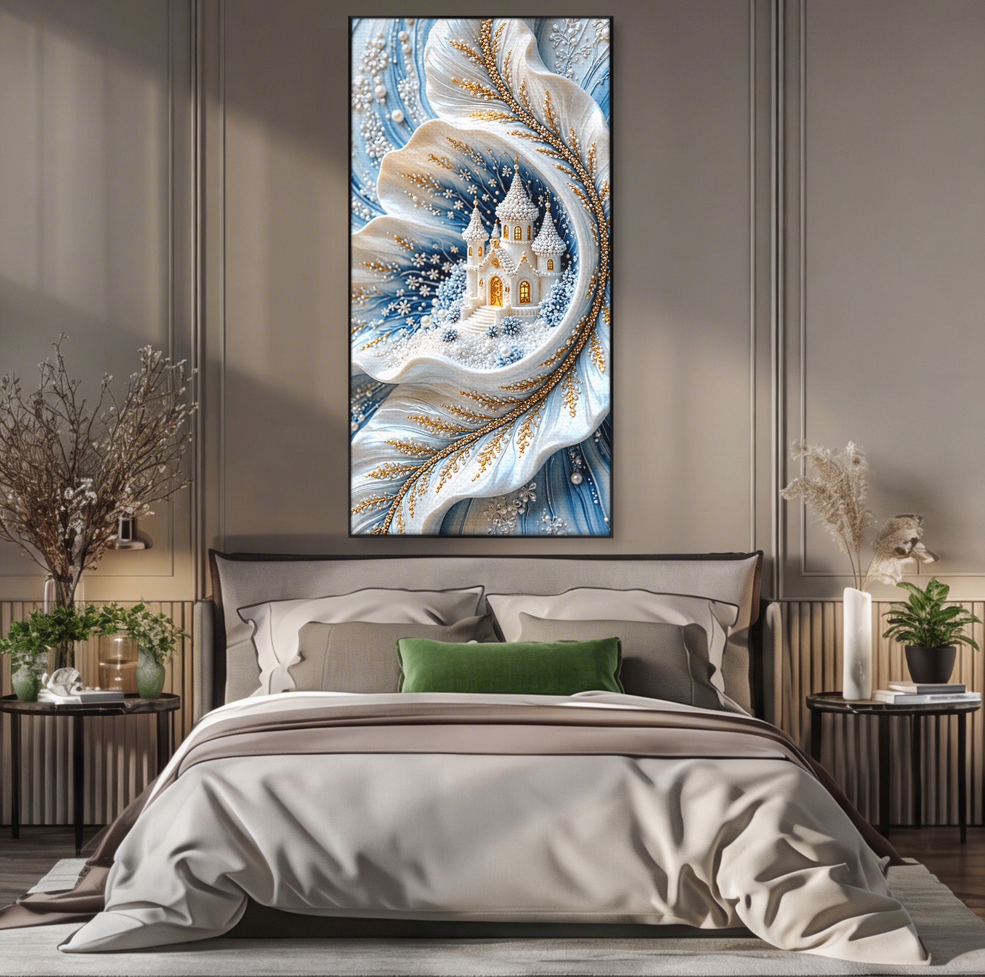 Tablou Canvas Premium LuxCanva® U1191, Castel De Gheata, Iarna, Mistic, Dormitor, Castel, Gheata, Culori Vibrante