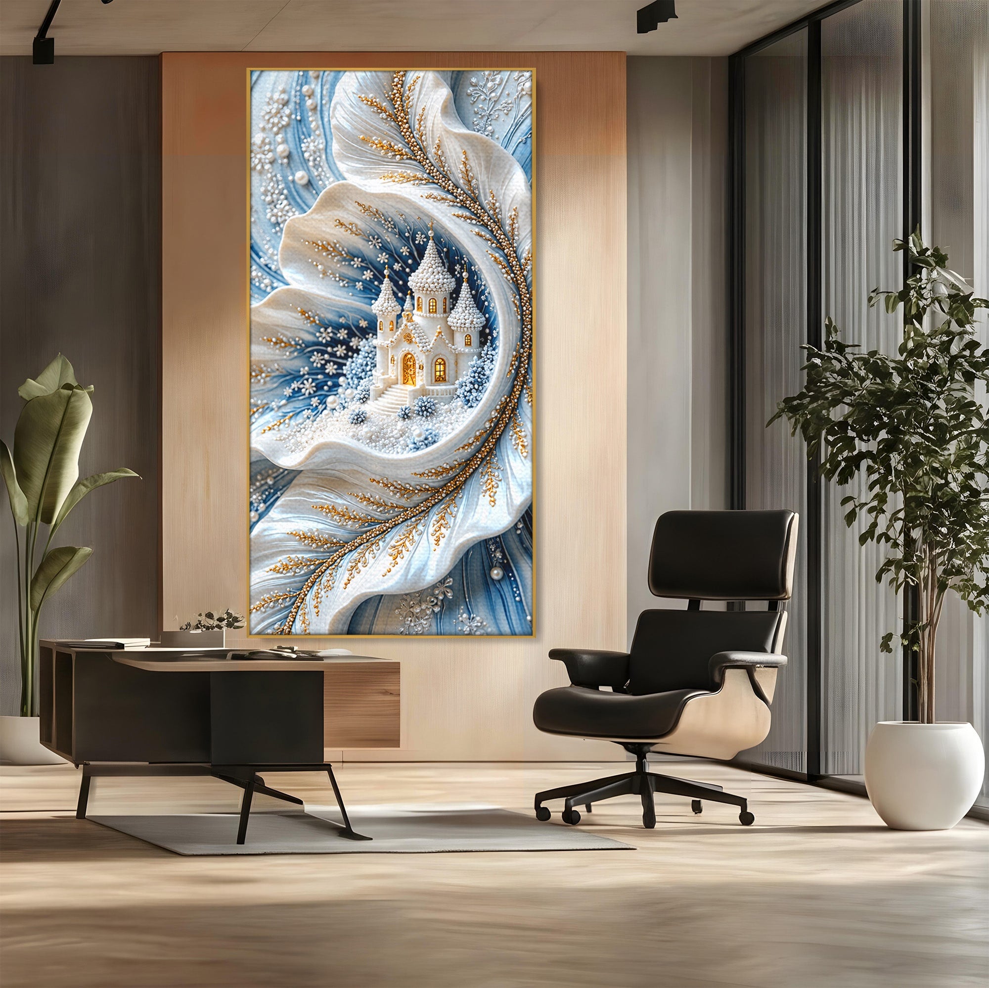 Tablou Canvas Premium LuxCanva® U1191, Castel De Gheata, Iarna, Mistic, Dormitor, Castel, Gheata, Culori Vibrante