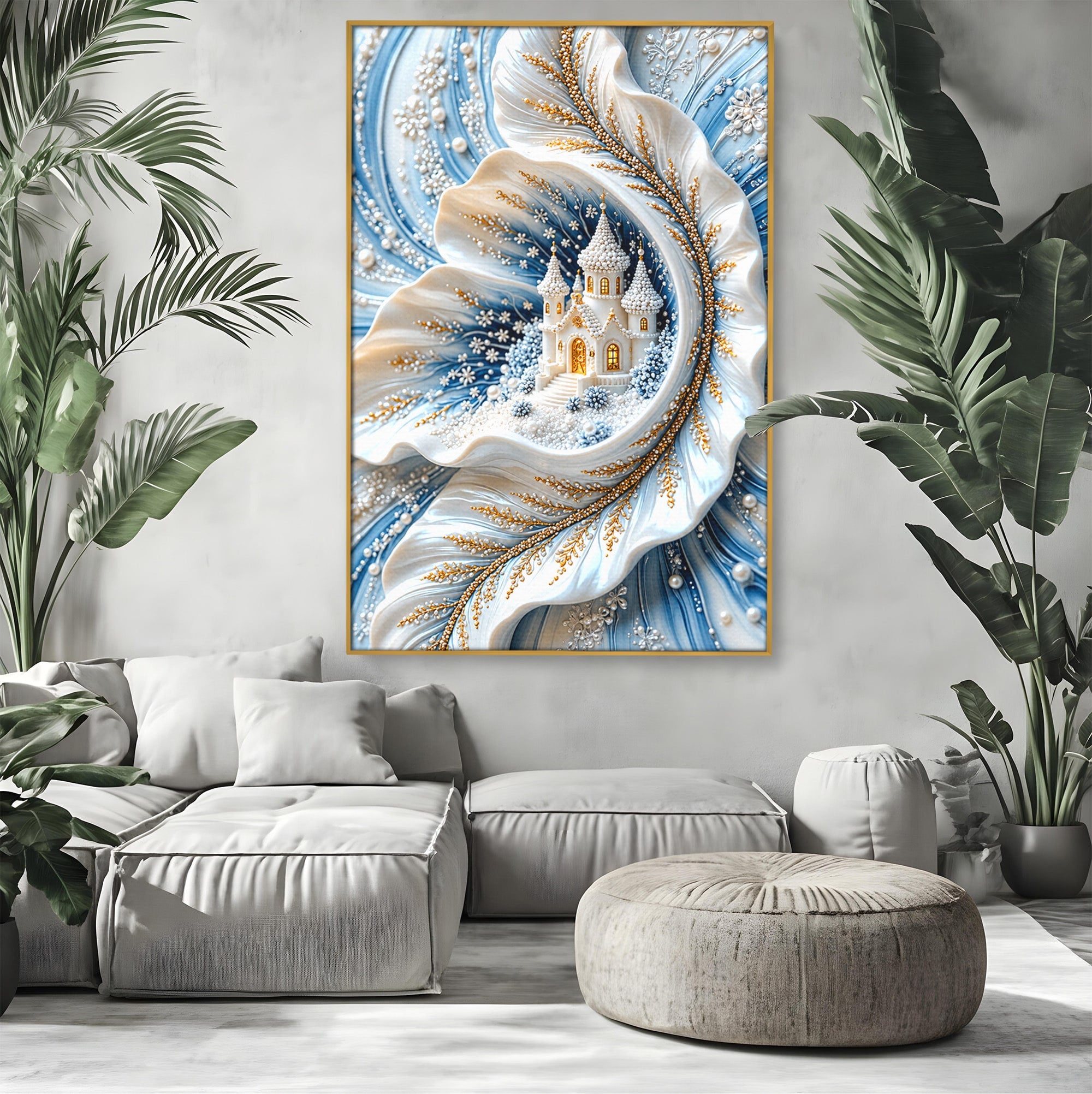 Tablou Canvas Premium LuxCanva® U1191, Castel De Gheata, Iarna, Mistic, Dormitor, Castel, Gheata, Culori Vibrante