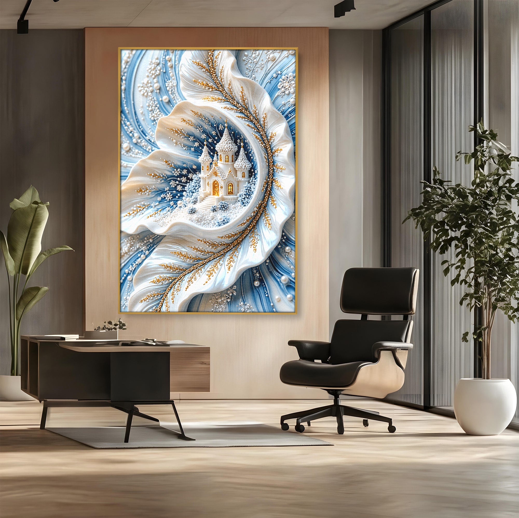 Tablou Canvas Premium LuxCanva® U1191, Castel De Gheata, Iarna, Mistic, Dormitor, Castel, Gheata, Culori Vibrante