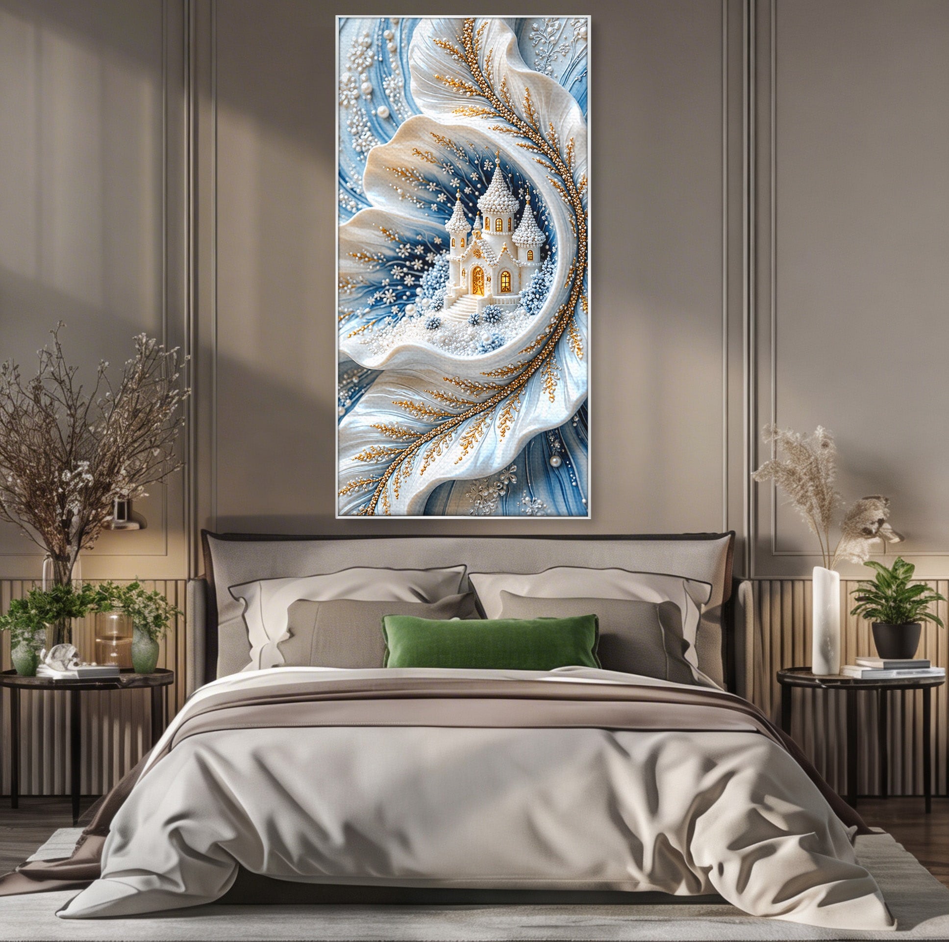 Tablou Canvas Premium LuxCanva® U1191, Castel De Gheata, Iarna, Mistic, Dormitor, Castel, Gheata, Culori Vibrante
