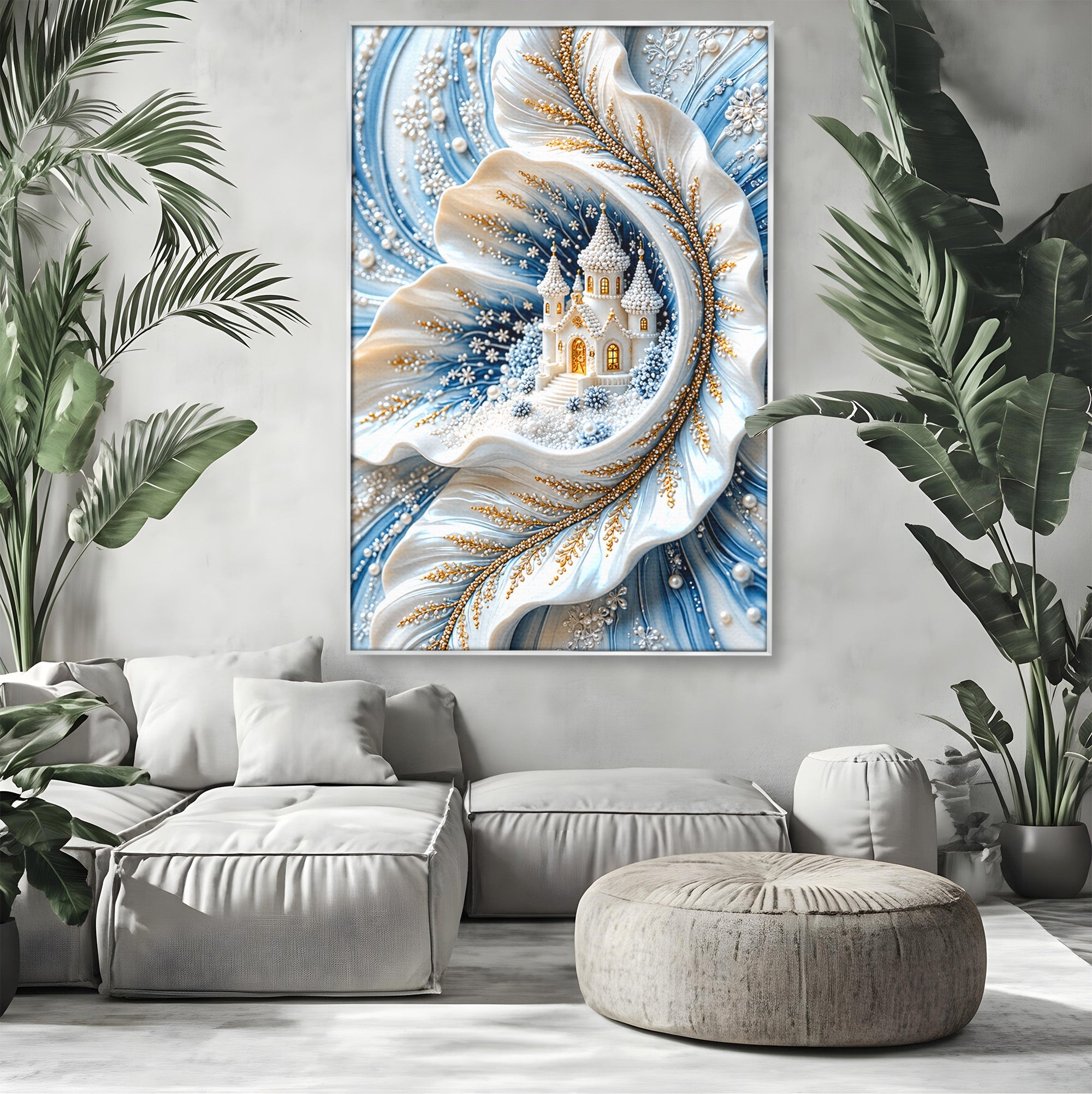 Tablou Canvas Premium LuxCanva® U1191, Castel De Gheata, Iarna, Mistic, Dormitor, Castel, Gheata, Culori Vibrante