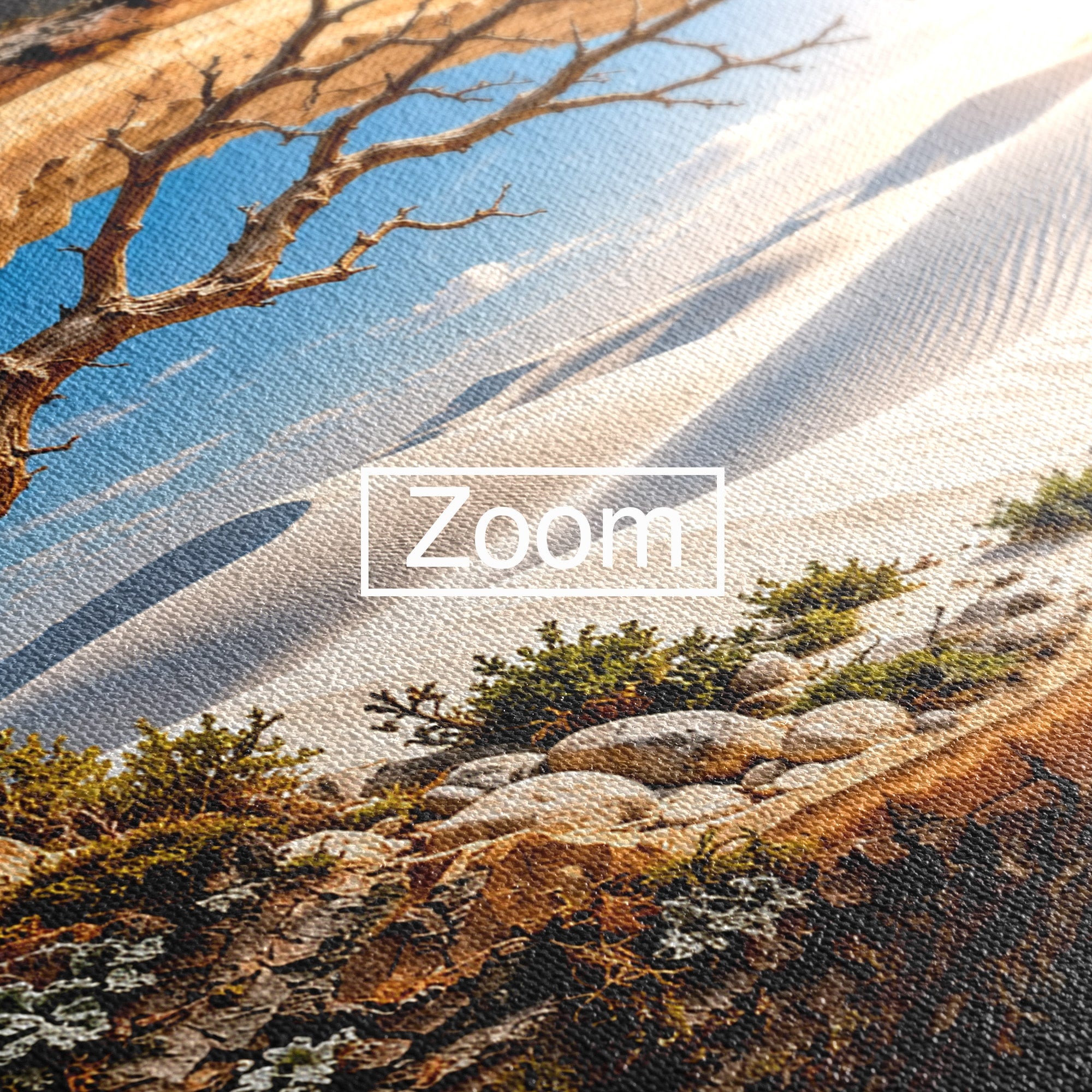 Tablou Canvas Premium LuxCanva® U1192, Desertul Vazut Printr-un Trunchi, Peisaj, Natura, Trunchi, Desert, Living, Culori Vibrante