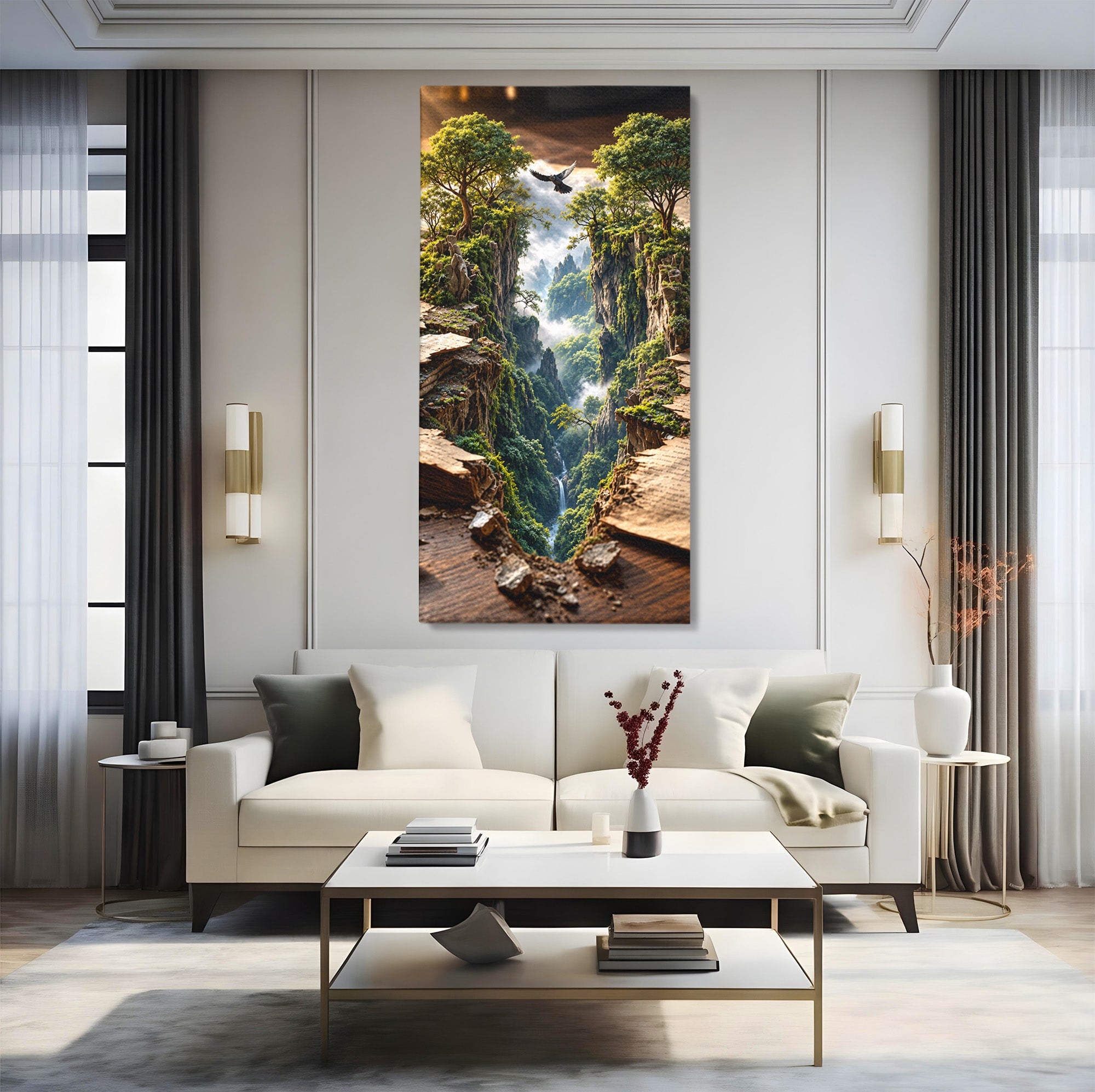 Tablou Canvas Premium LuxCanva® U1193, Lumea Din Carte, Peisaj, Fantezie, Carti, Natura, Living, Culori Vibrante